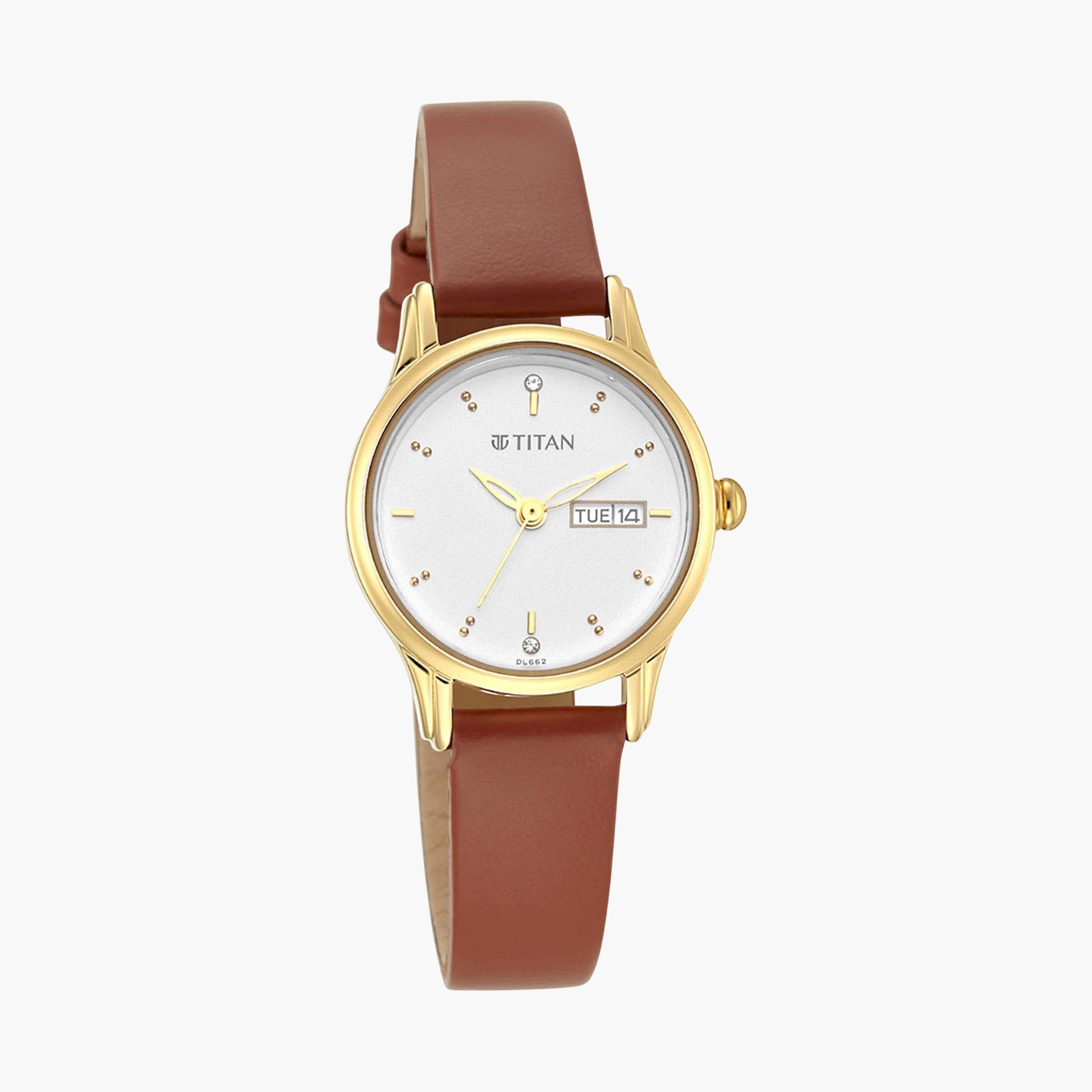 تيتان- ساعة يد  تناظرية للنساء سوار جلدي لون بني  25مم  | NS2656YL01-women-watchesandjewellery-watches-image-2