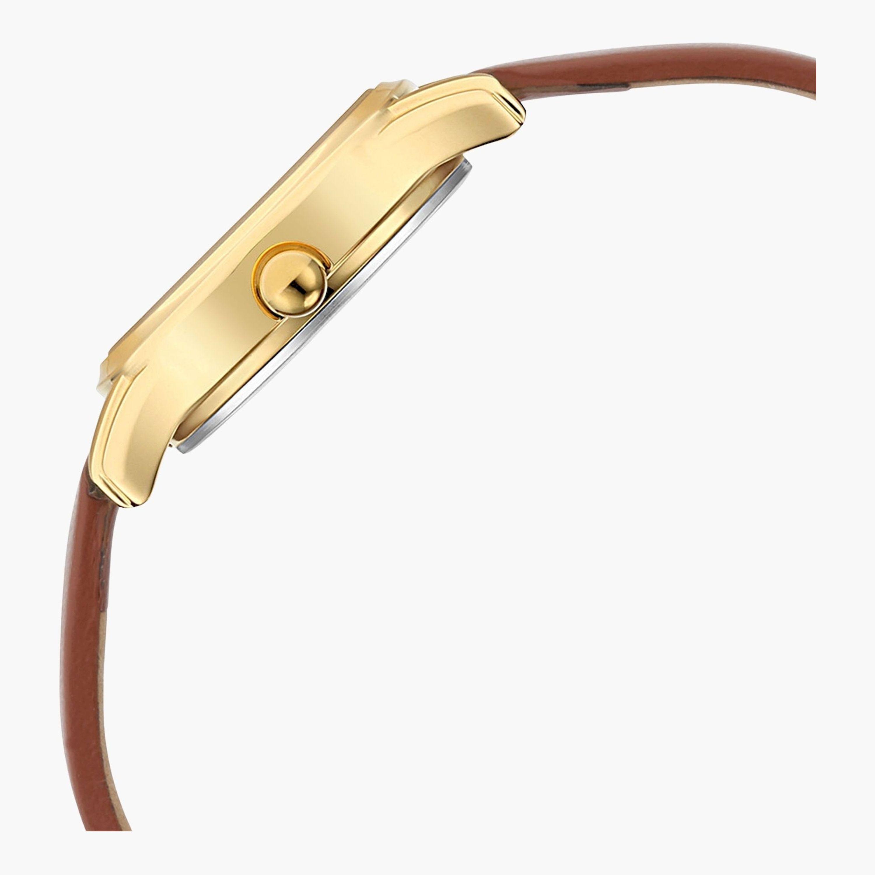 تيتان- ساعة يد  تناظرية للنساء سوار جلدي لون بني  25مم  | NS2656YL01-women-watchesandjewellery-watches-image-4