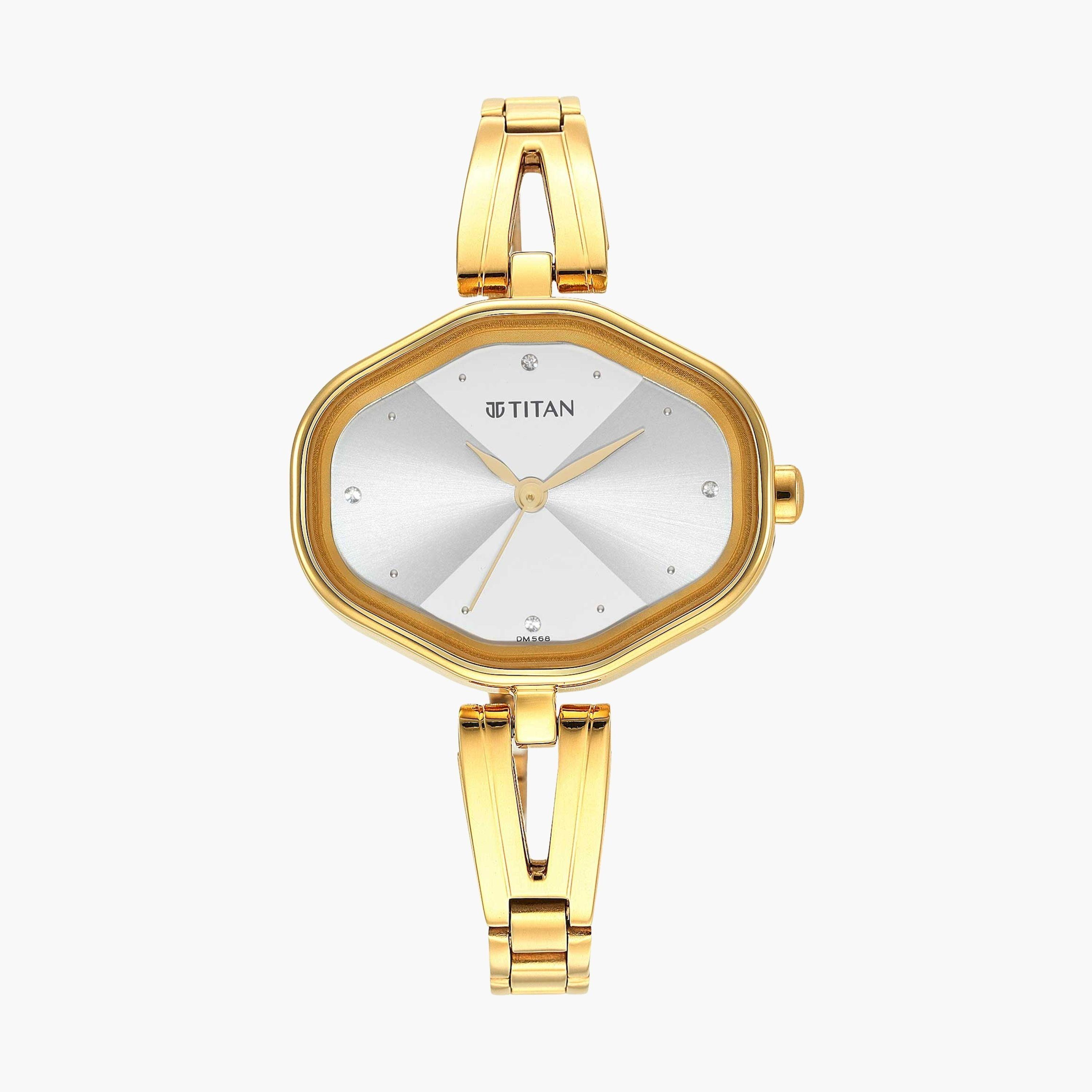 تيتان- ساعة يد  تناظرية للنساء سوار ستانلس ستيل لون ذهبي  32مم  | NS2680YM01-women-watchesandjewellery-watches-image-1