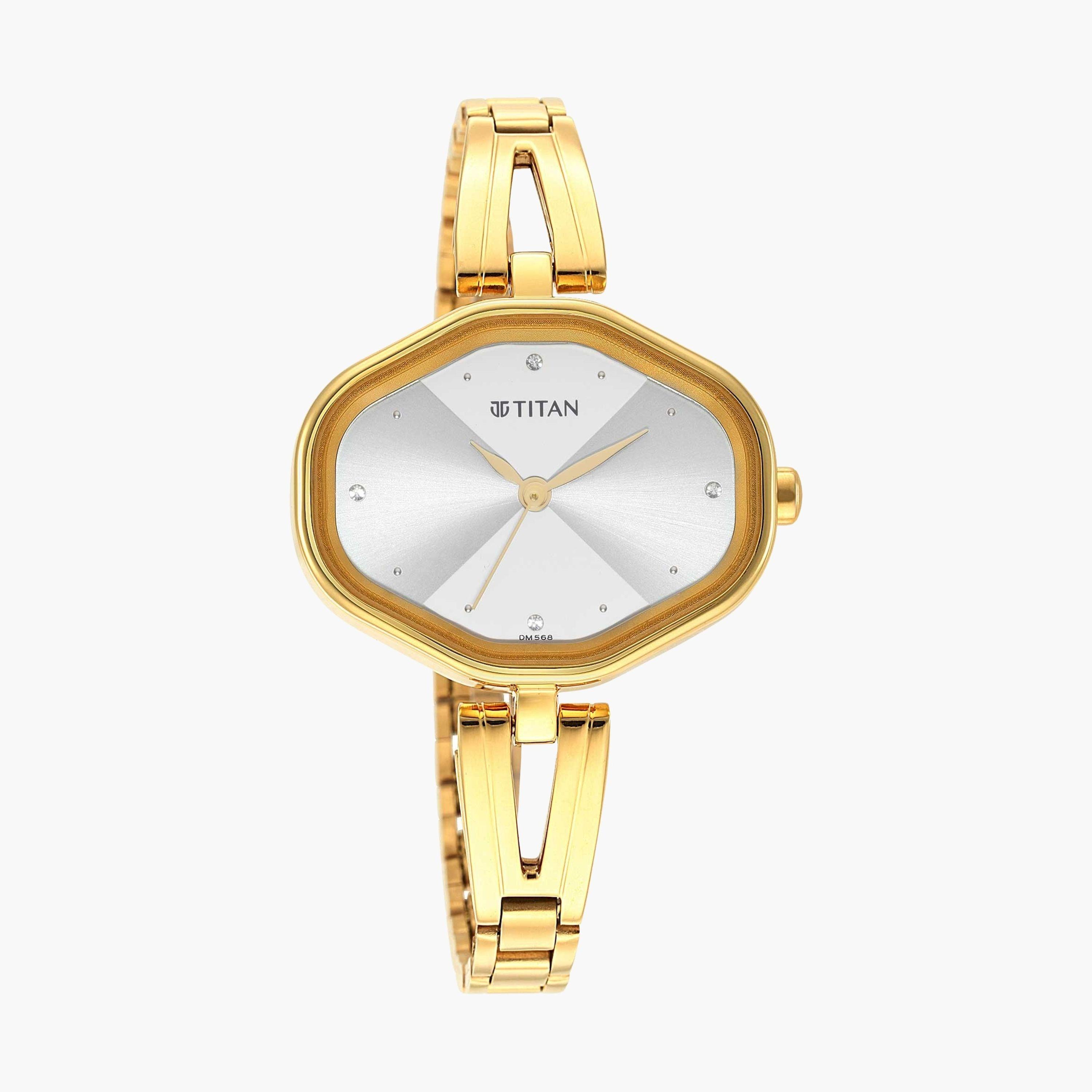 تيتان- ساعة يد  تناظرية للنساء سوار ستانلس ستيل لون ذهبي  32مم  | NS2680YM01-women-watchesandjewellery-watches-image-2