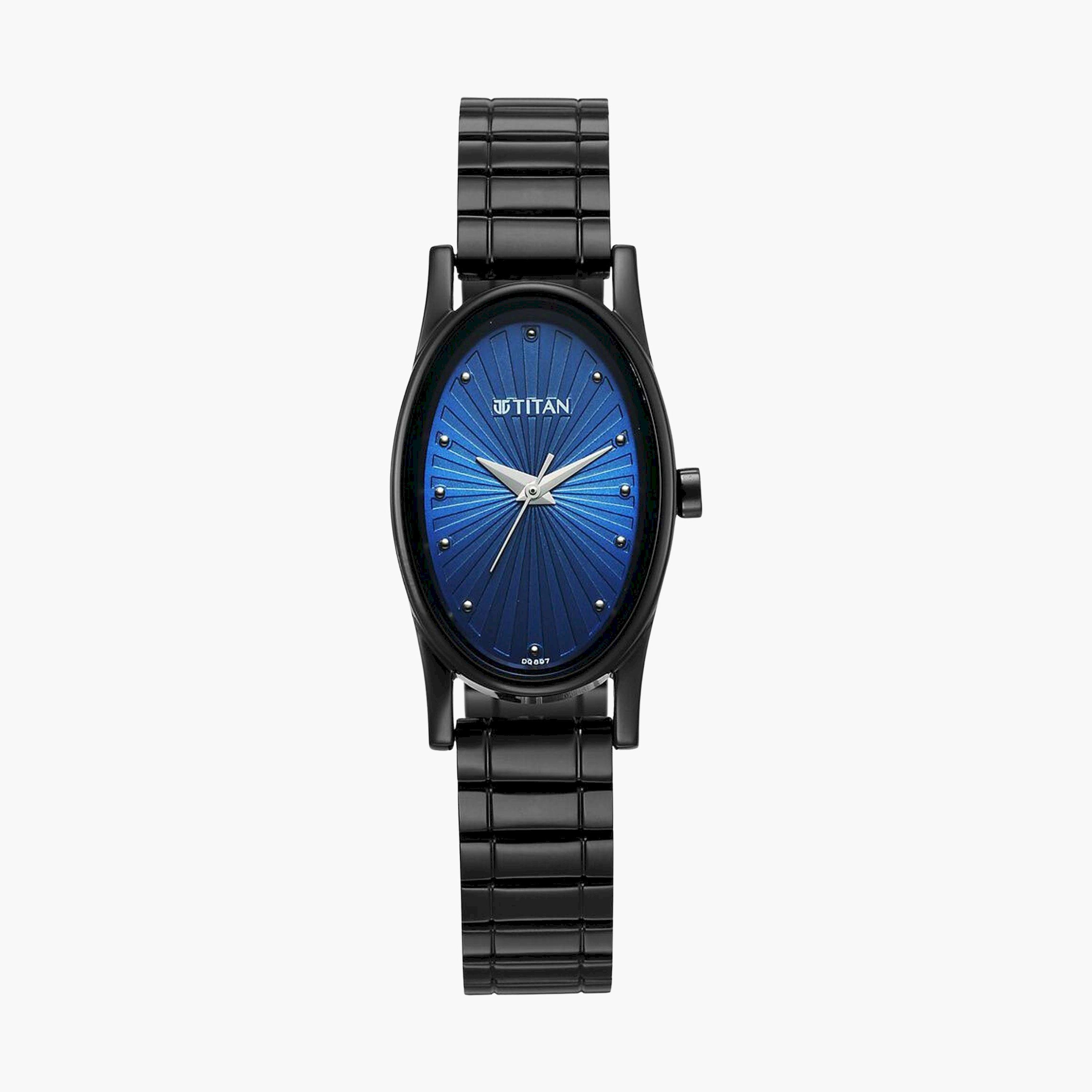 تيتان- ساعة يد  تناظرية للنساء سوار ستانلس ستيل لون أسود  22مم  | 2759NM01-women-watchesandjewellery-watches-image-1
