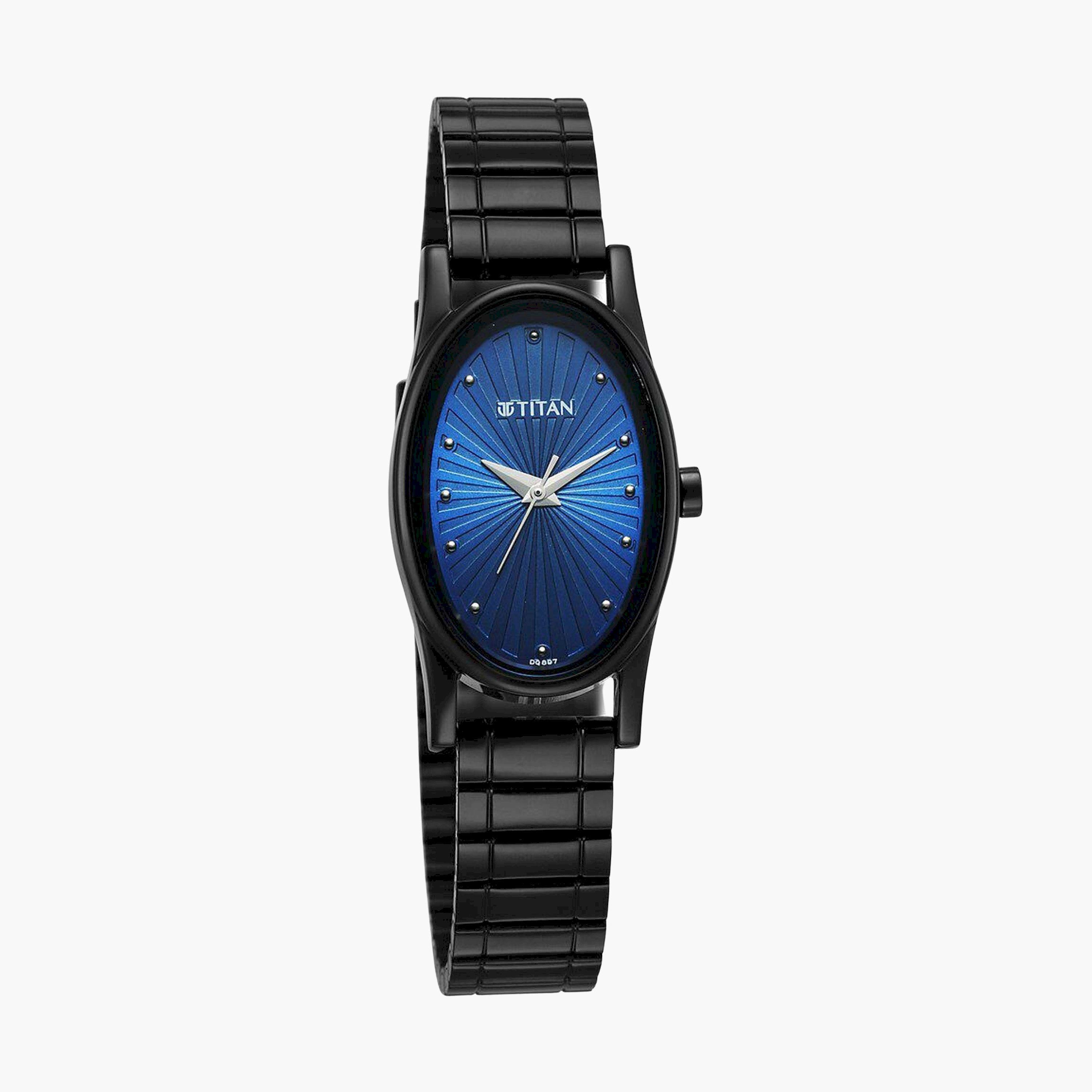 تيتان- ساعة يد  تناظرية للنساء سوار ستانلس ستيل لون أسود  22مم  | 2759NM01-women-watchesandjewellery-watches-image-2