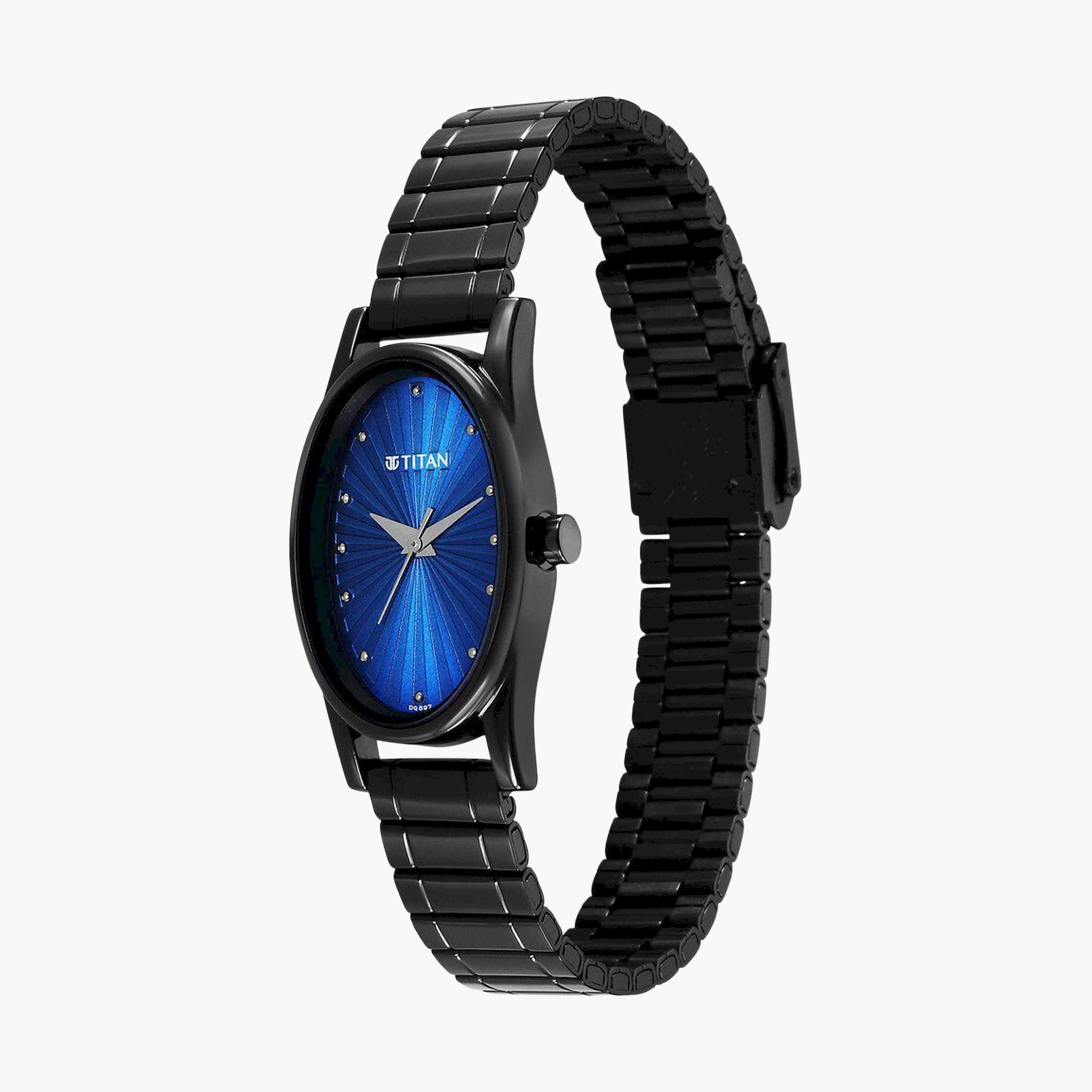 تيتان- ساعة يد  تناظرية للنساء سوار ستانلس ستيل لون أسود  22مم  | 2759NM01-women-watchesandjewellery-watches-image-3