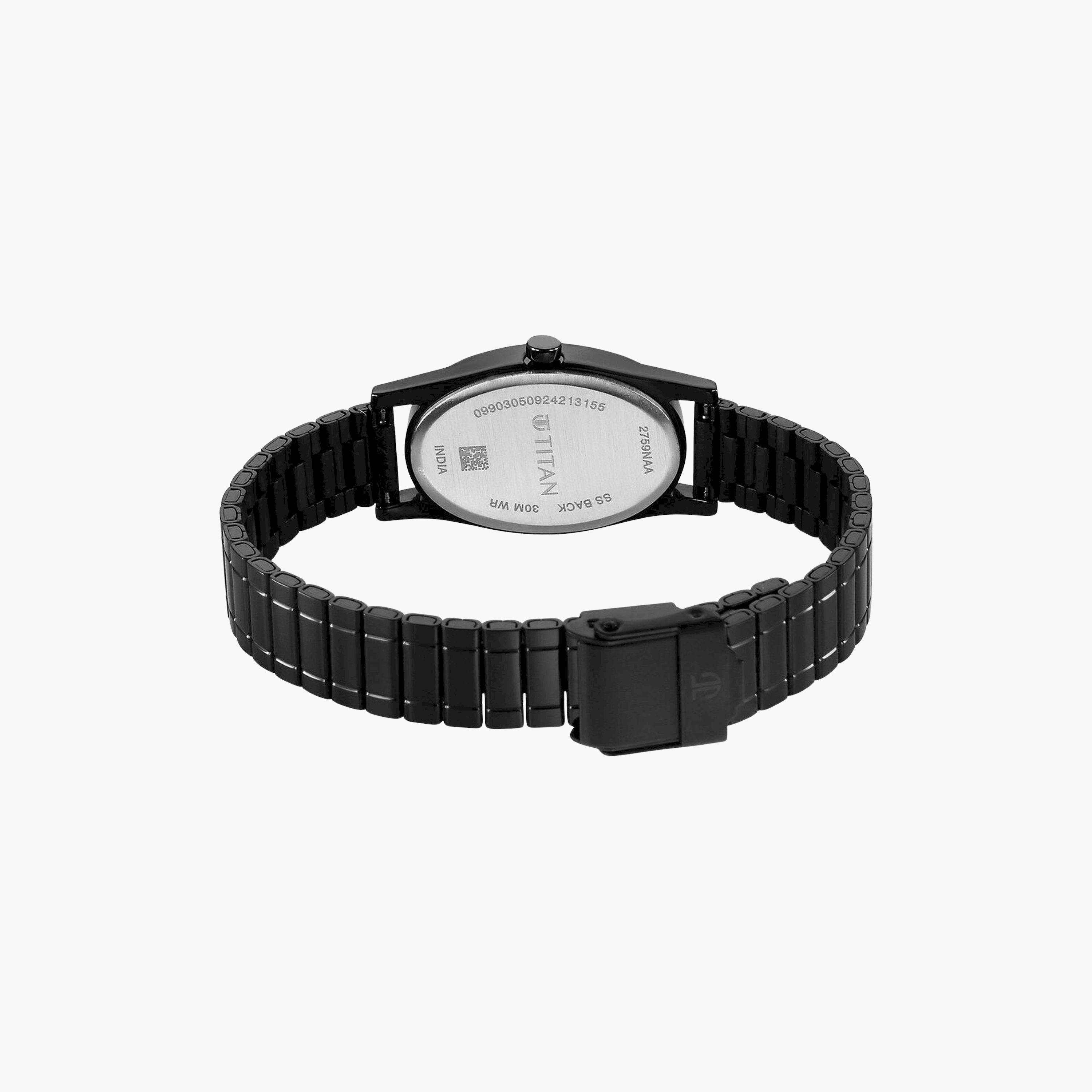 تيتان- ساعة يد  تناظرية للنساء سوار ستانلس ستيل لون أسود  22مم  | 2759NM01-women-watchesandjewellery-watches-image-5
