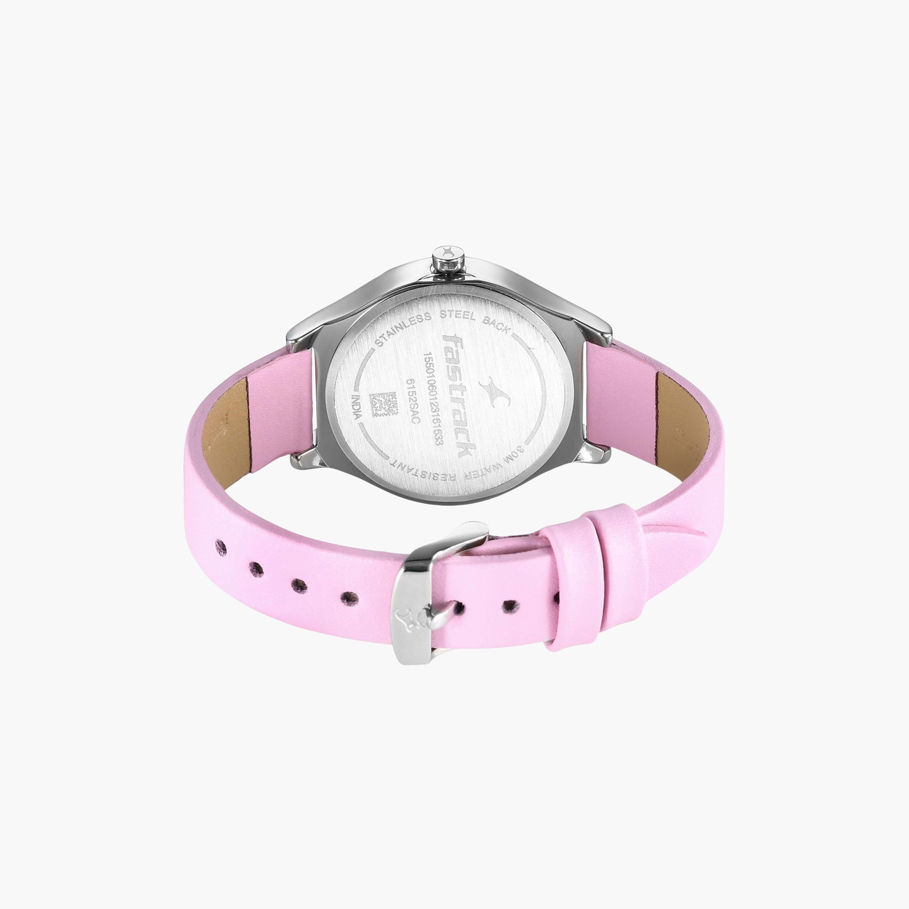 فاست تراك- ساعة يد  تناظرية للنساء سوار جلدي لون زهري  32مم  | NS6152SL08-women-watchesandjewellery-watches-image-5