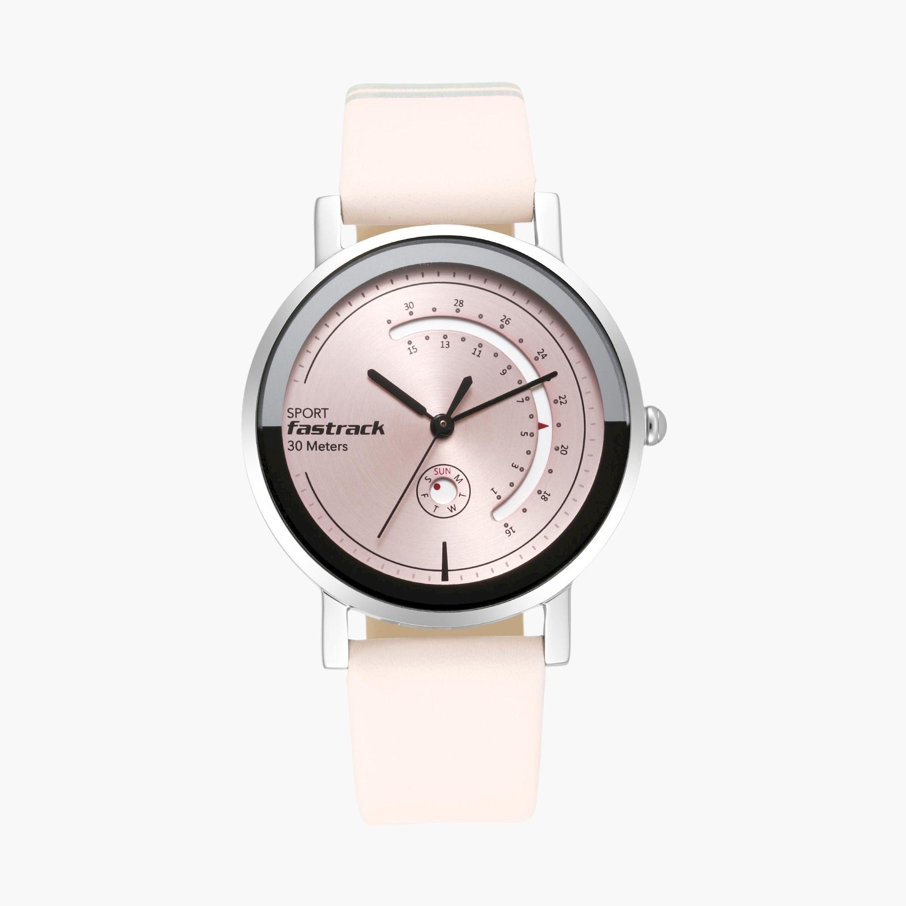 فاست تراك- ساعة يد  تناظرية للنساء سوار جلدي لون زهري  37مم  | NS6172SL03-women-watchesandjewellery-watches-image-1