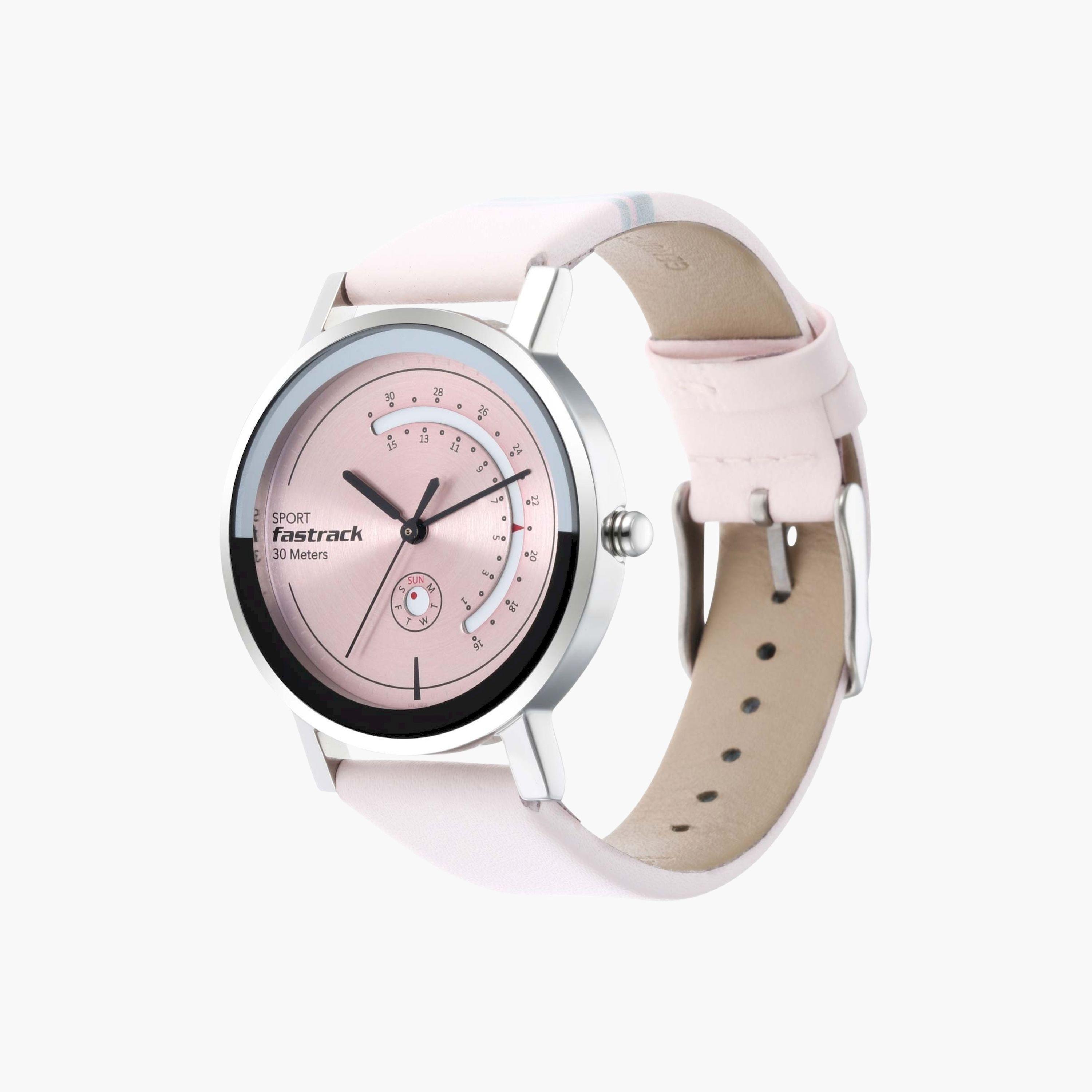 فاست تراك- ساعة يد  تناظرية للنساء سوار جلدي لون زهري  37مم  | NS6172SL03-women-watchesandjewellery-watches-image-2