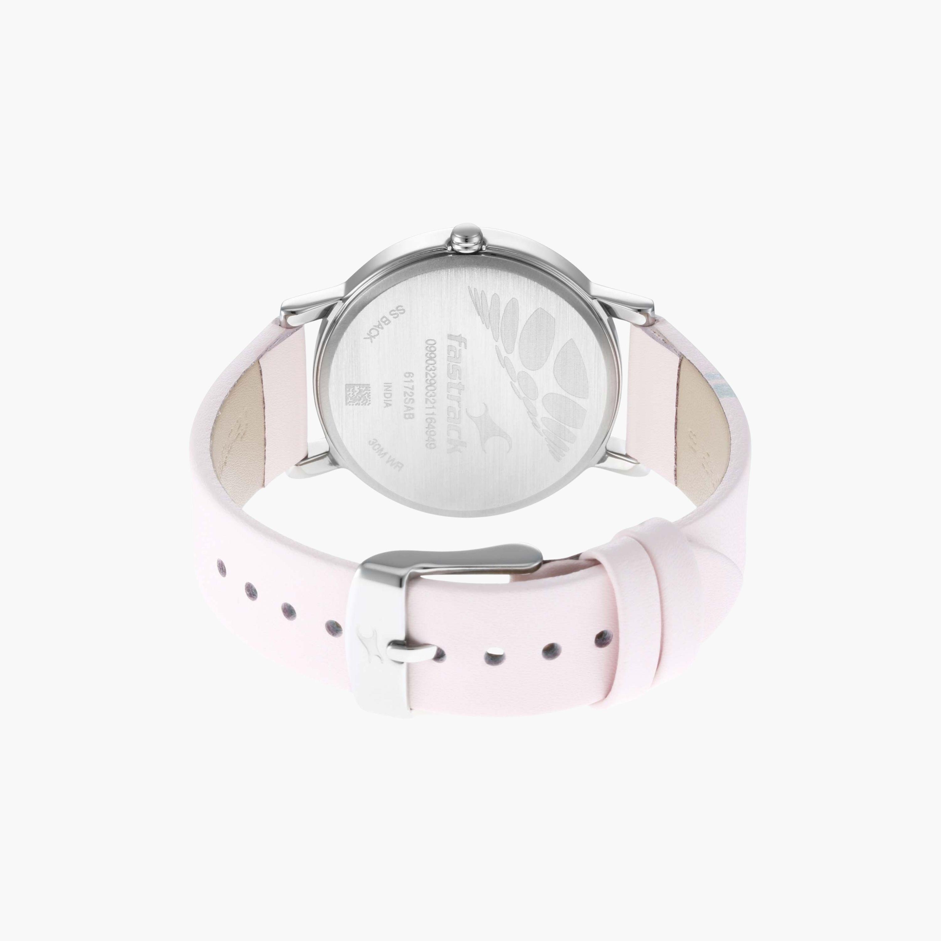 فاست تراك- ساعة يد  تناظرية للنساء سوار جلدي لون زهري  37مم  | NS6172SL03-women-watchesandjewellery-watches-image-4