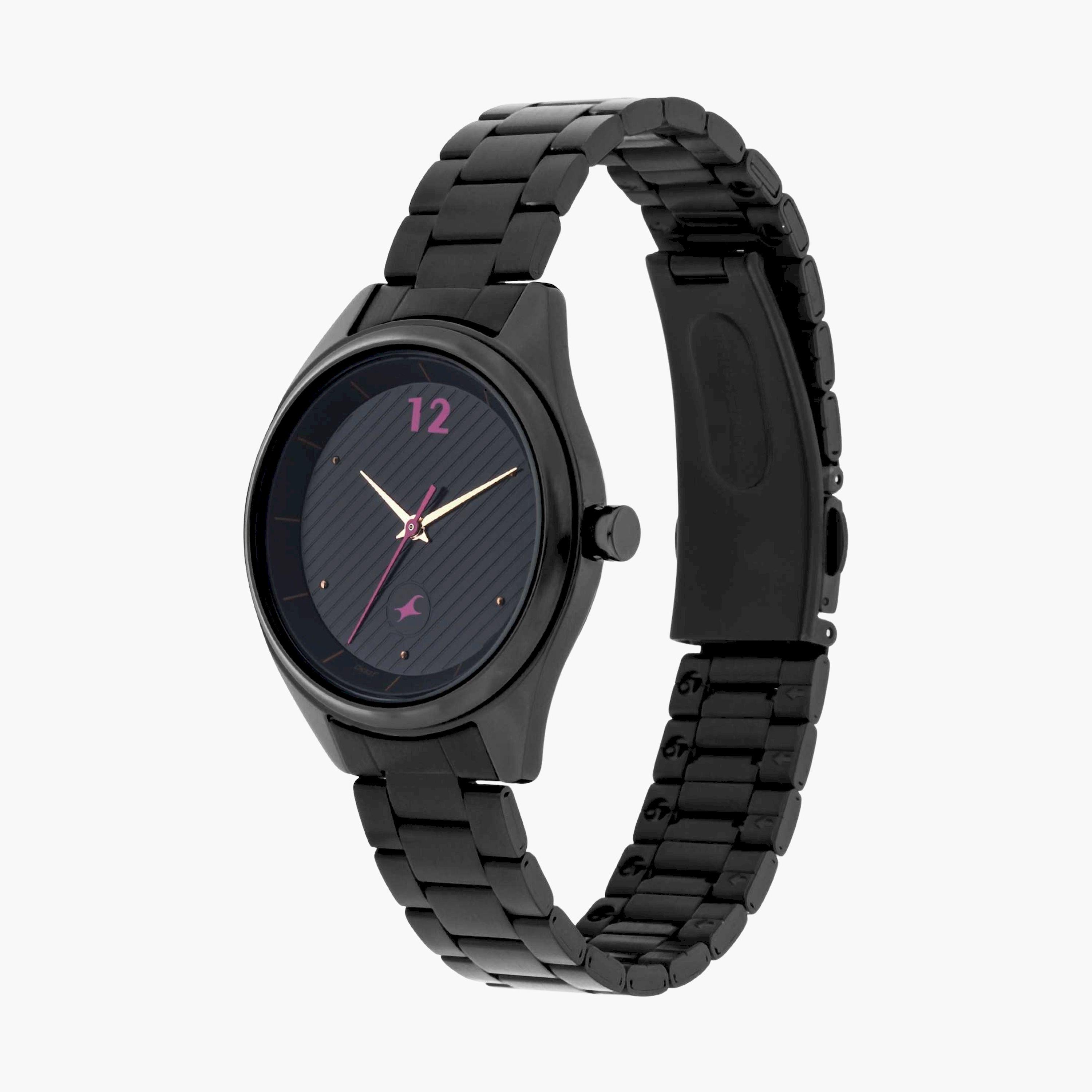 فاست تراك- ساعة يد  تناظرية للنساء سوار ستانلس ستيل لون أسود  37مم  | NR6215NM01-women-watchesandjewellery-watches-image-3
