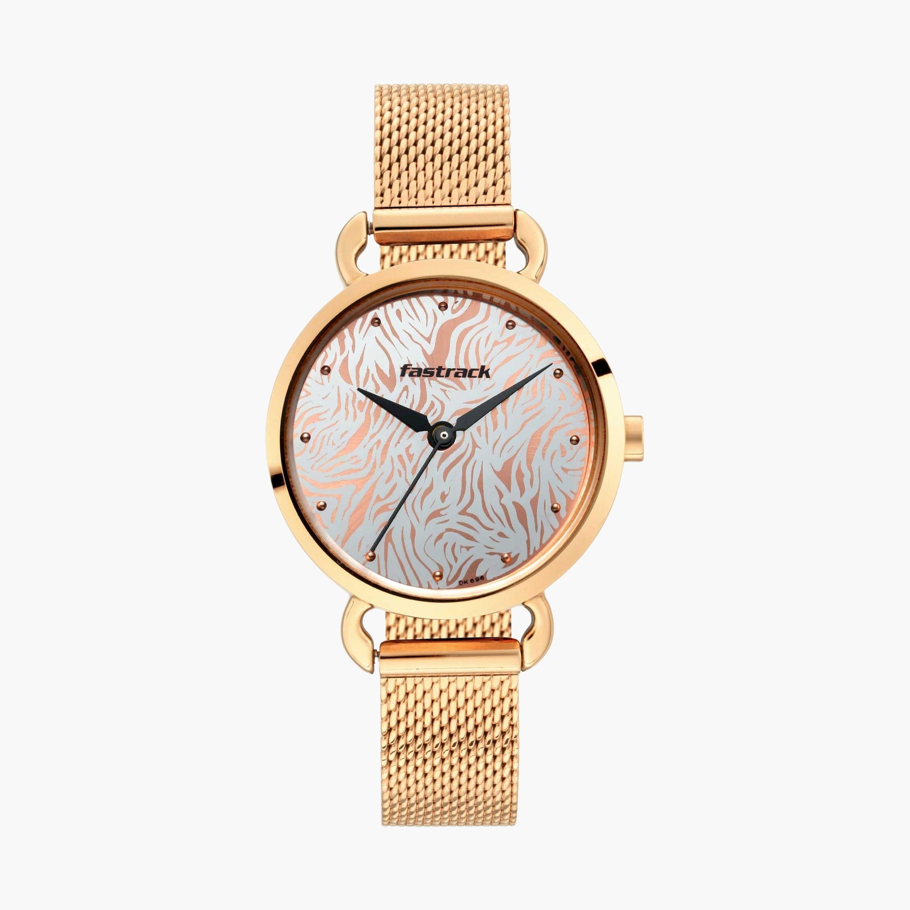 فاست تراك- ساعة يد  تناظرية للنساء سوار ستانلس ستيل لون ذهبي  30مم  | NS6221WM01-women-watchesandjewellery-watches-image-1