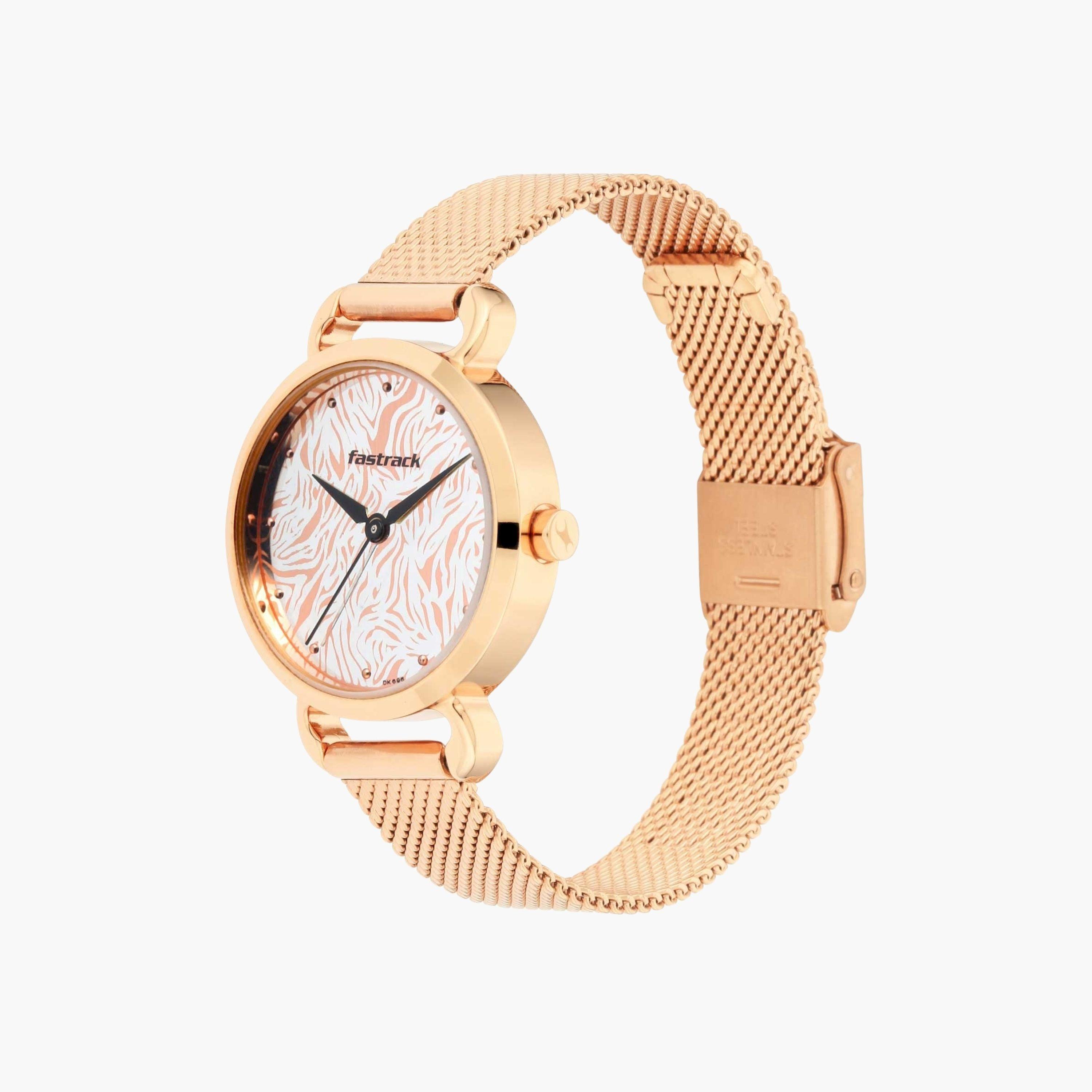 فاست تراك- ساعة يد  تناظرية للنساء سوار ستانلس ستيل لون ذهبي  30مم  | NS6221WM01-women-watchesandjewellery-watches-image-3
