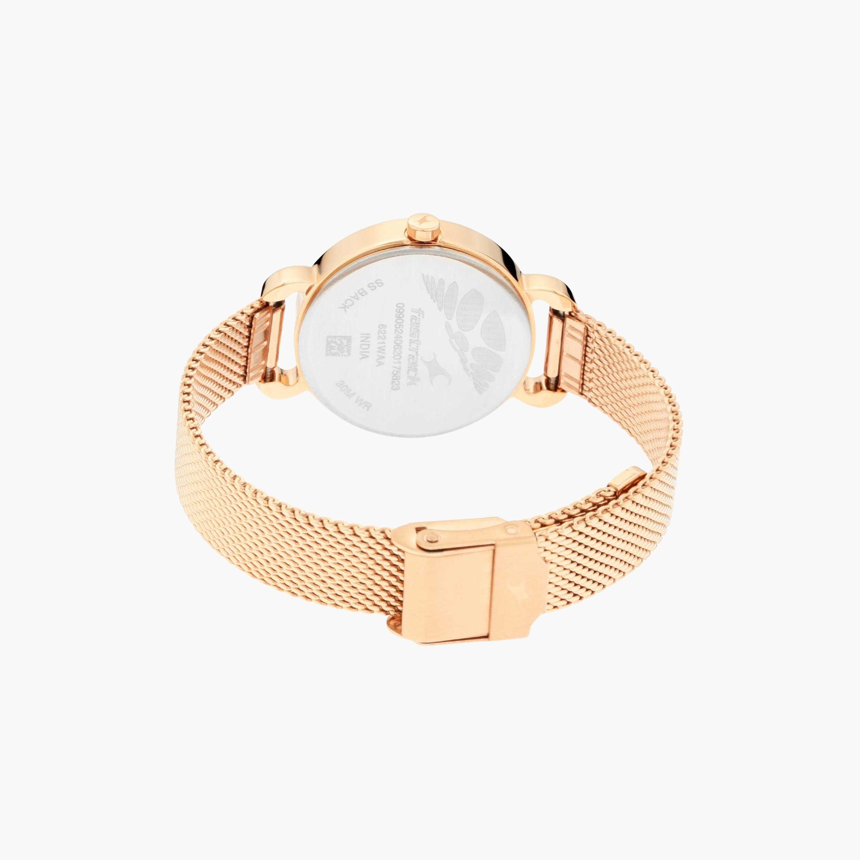فاست تراك- ساعة يد  تناظرية للنساء سوار ستانلس ستيل لون ذهبي  30مم  | NS6221WM01-women-watchesandjewellery-watches-image-5