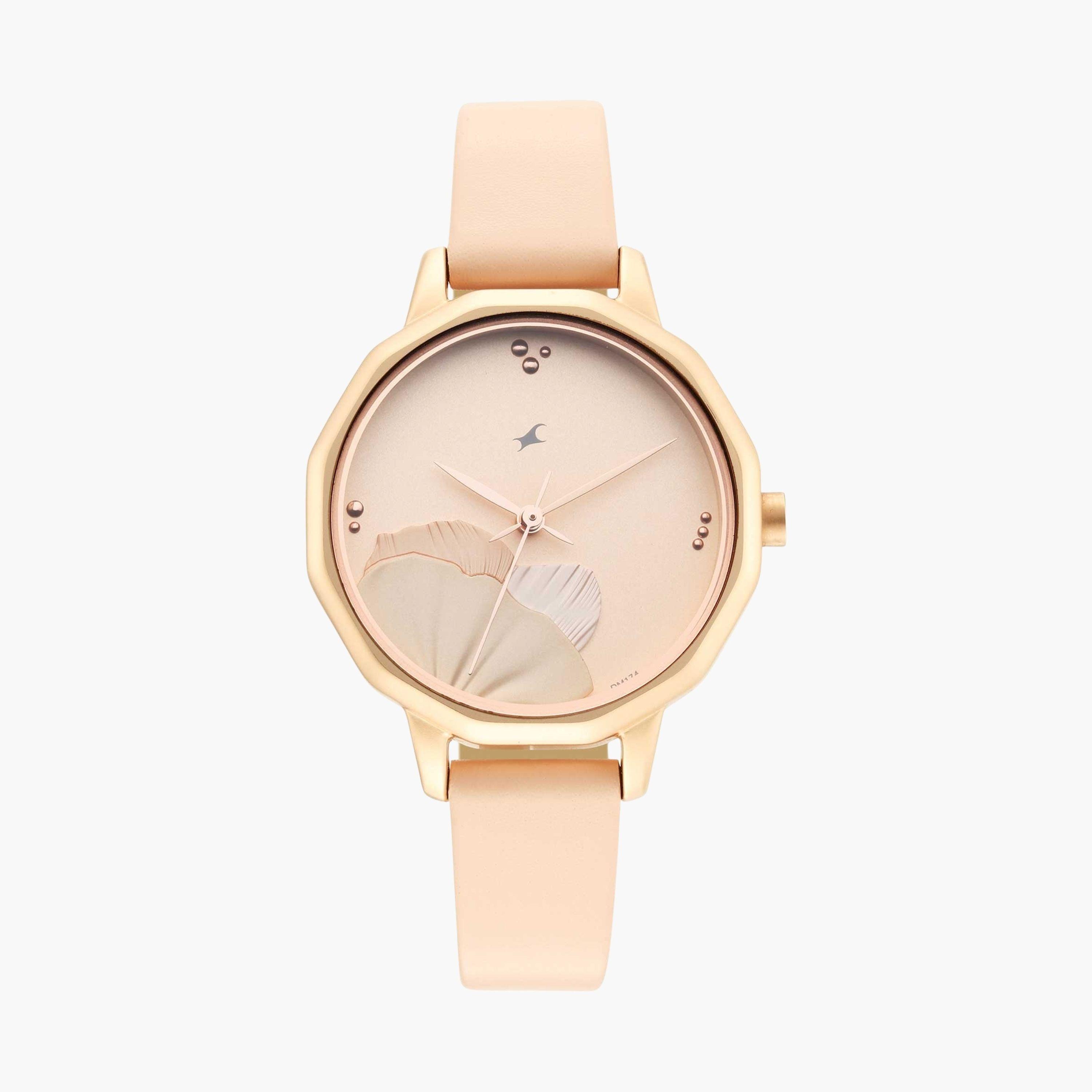 فاست تراك- ساعة يد  تناظرية للنساء سوار جلدي لون بيج  32مم  | NS6259WL01-women-watchesandjewellery-watches-image-1