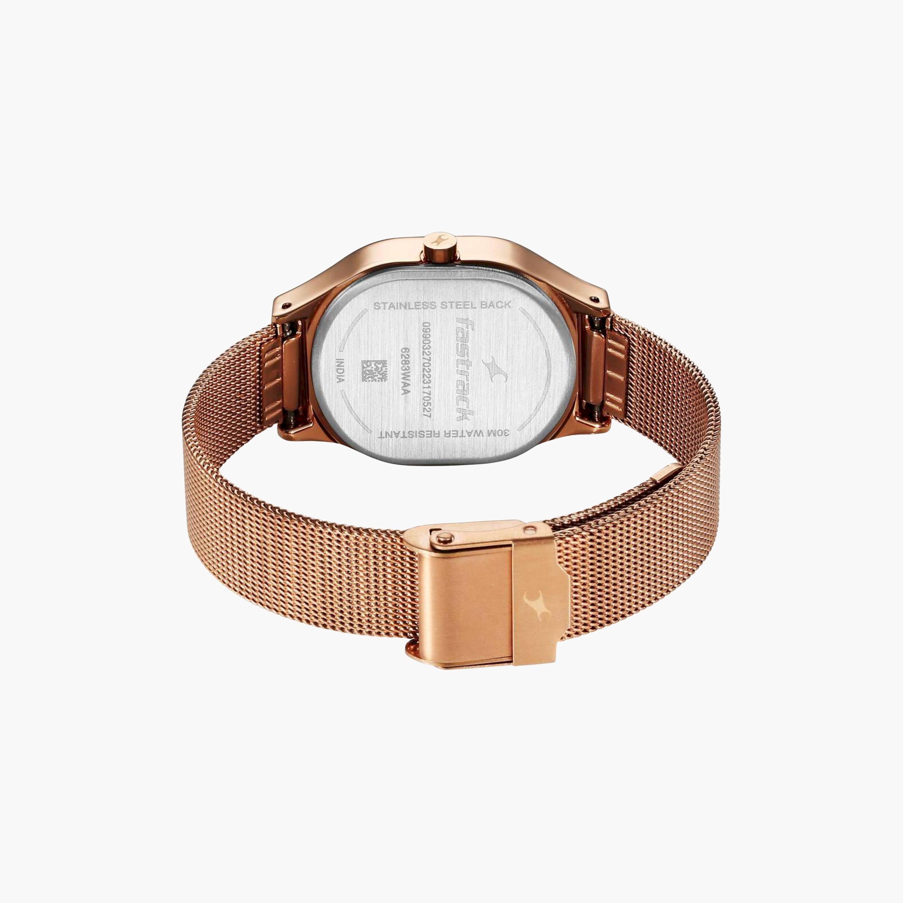 فاست تراك- ساعة يد  تناظرية للبنات سوار ستانلس ستيل لون ذهبي  28مم  | NS6283WM01-girls-accessories-watches-image-5