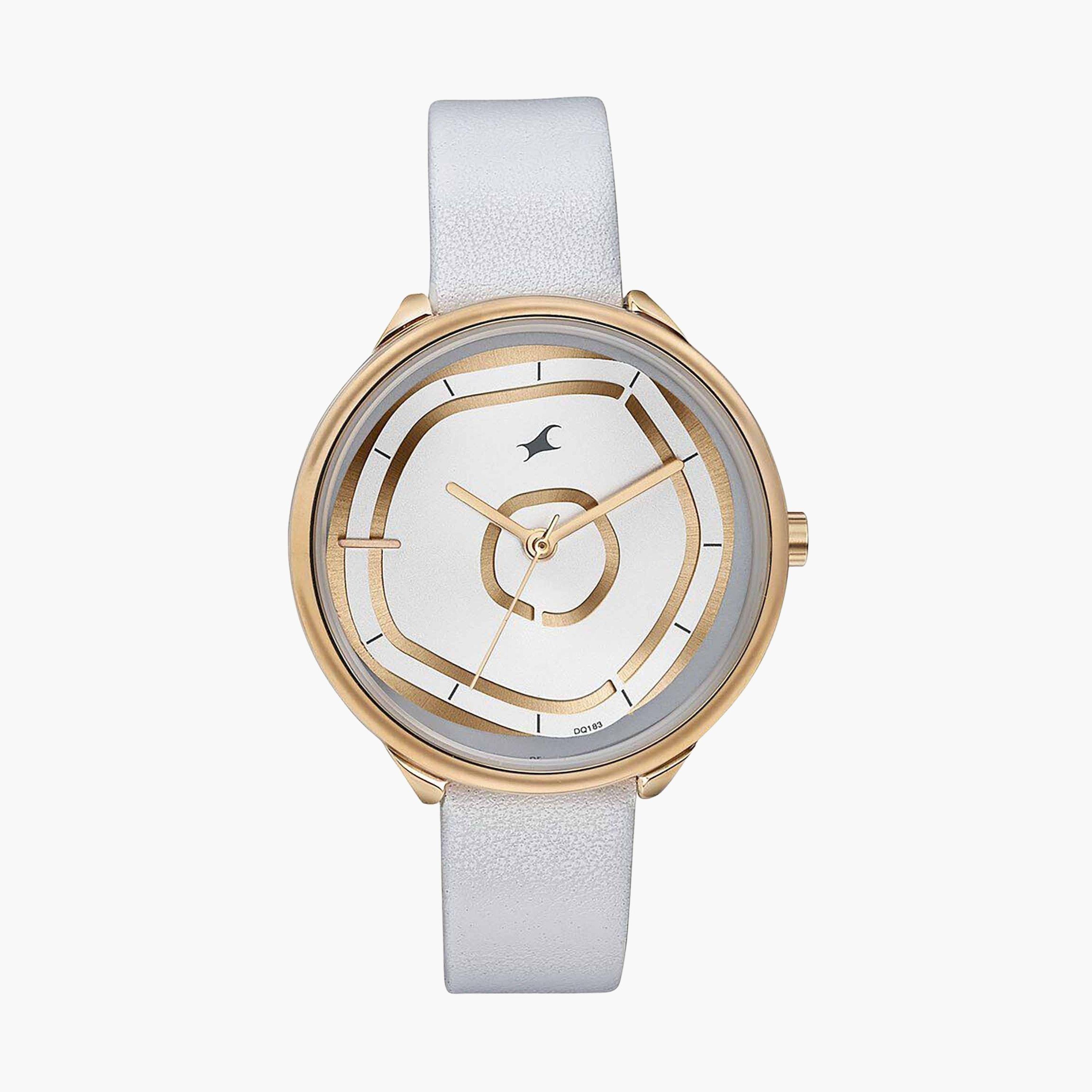 فاست تراك- ساعة يد  تناظرية للنساء سوار جلدي لون أبيض 36مم  | 6303WL02-women-watchesandjewellery-watches-image-1