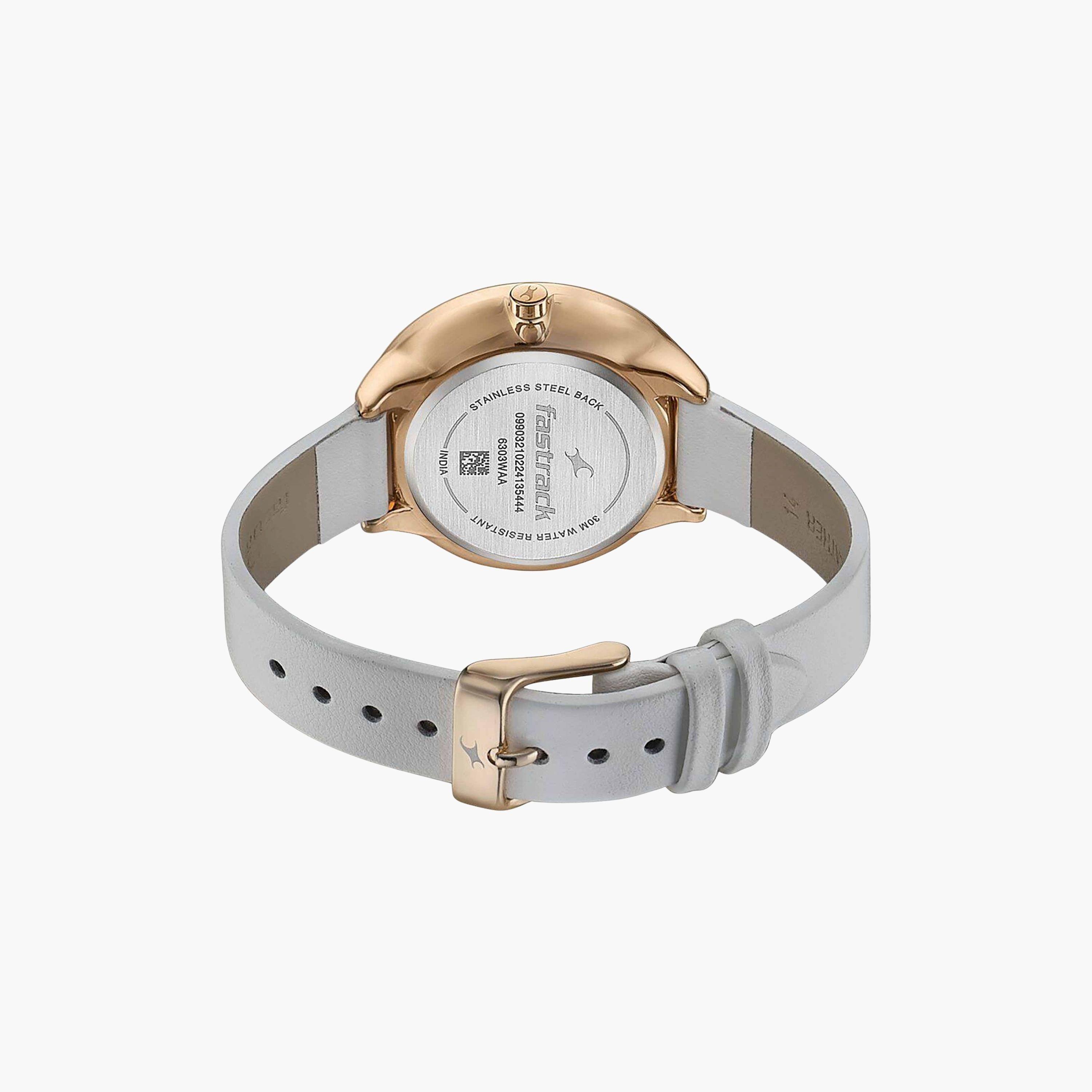 فاست تراك- ساعة يد  تناظرية للنساء سوار جلدي لون أبيض 36مم  | 6303WL02-women-watchesandjewellery-watches-image-5