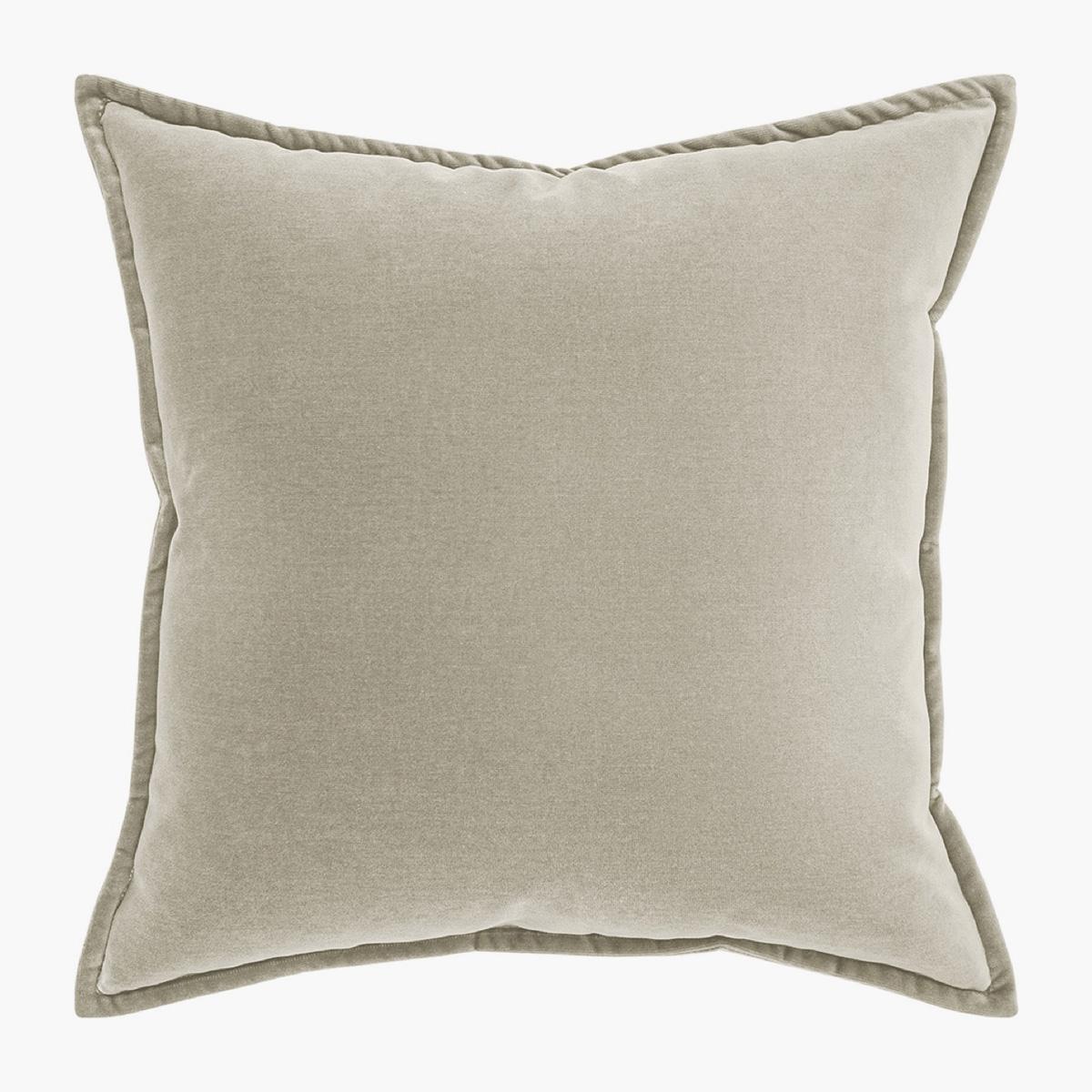 Alessandra Taupe Velvet Filled Cushion - 50x50 cm