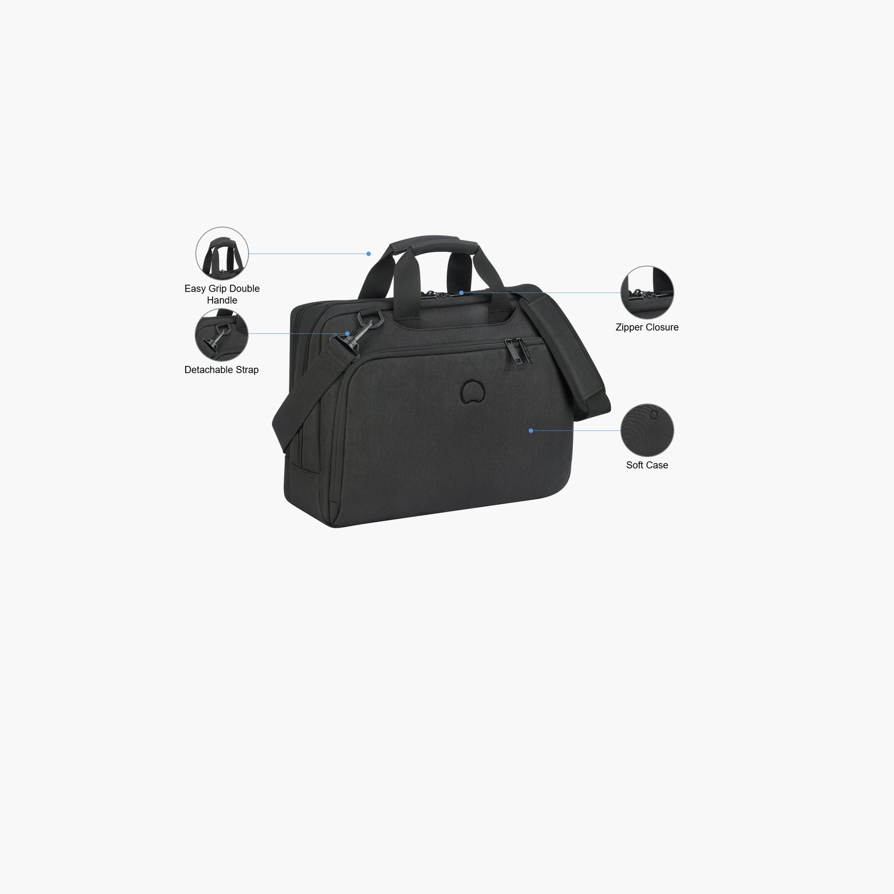 Delsey Paris 21 L Laptop Bag, Polyester, Detachable Strap | 3942161-50-men-bags-image-3