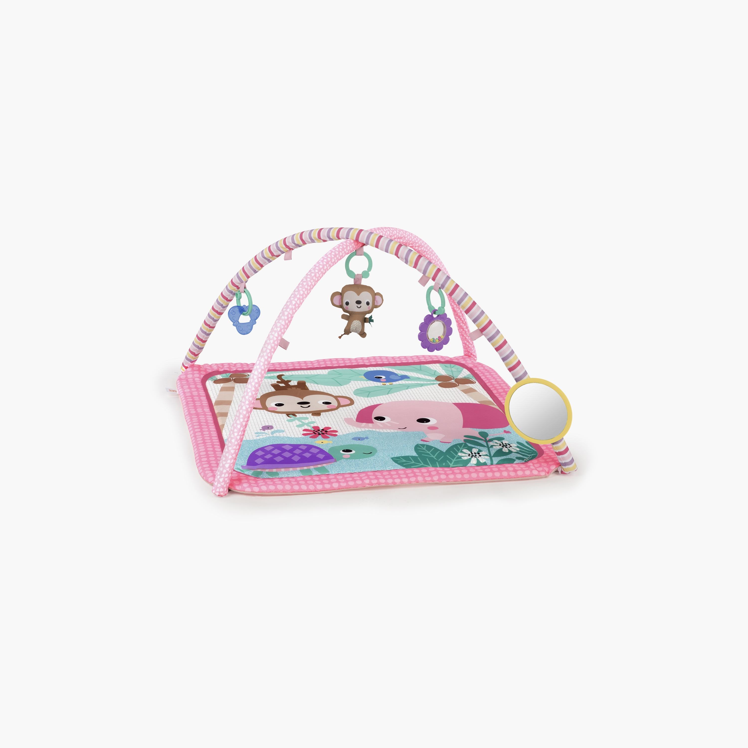 Bright Starts Safari Activity Washable Play Mat with 4-Piece Toy - Pink & Purple - Newborn+-baby-infantactivity-playpensandplaymats-image-1