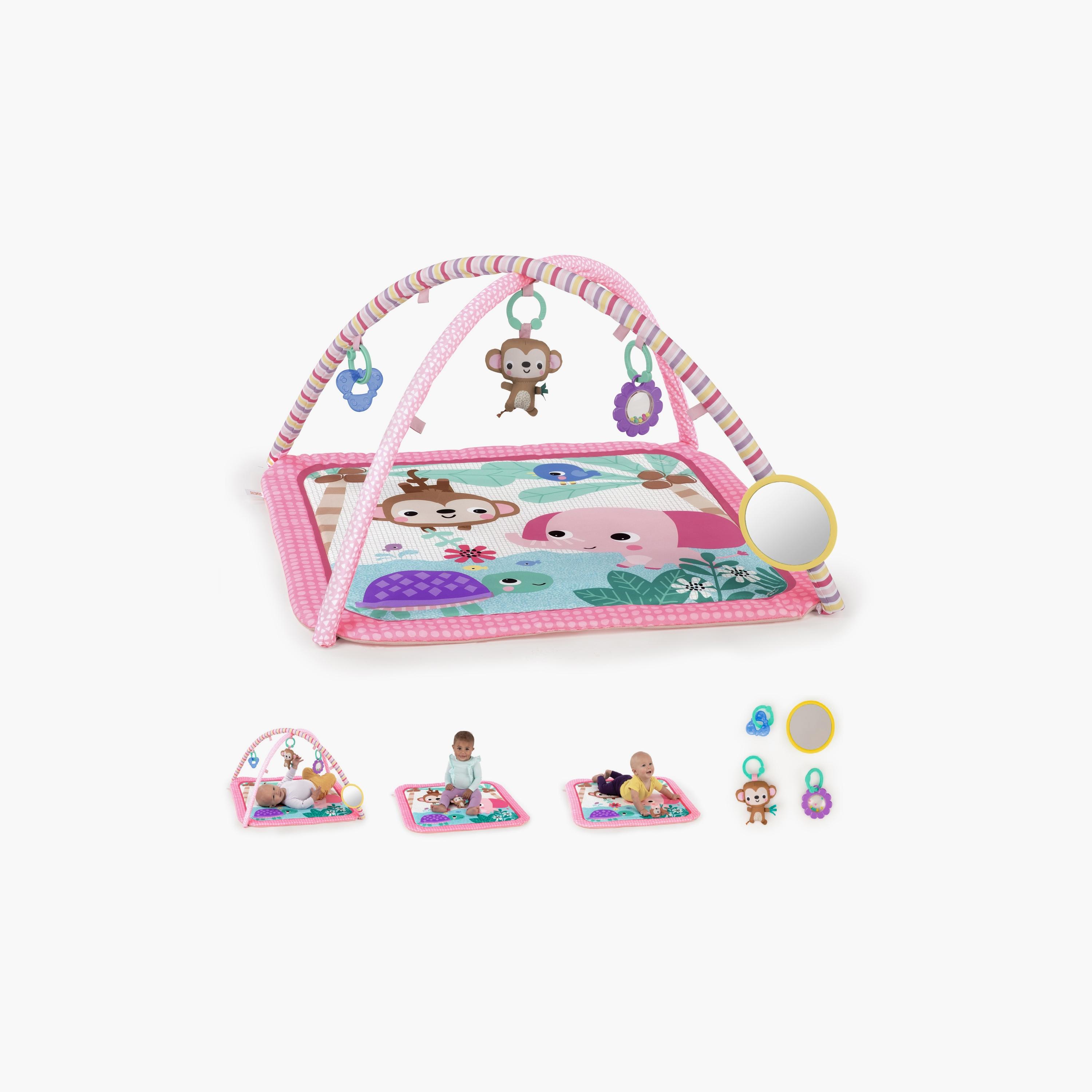 Bright Starts Safari Activity Washable Play Mat with 4-Piece Toy - Pink & Purple - Newborn+-baby-infantactivity-playpensandplaymats-image-2