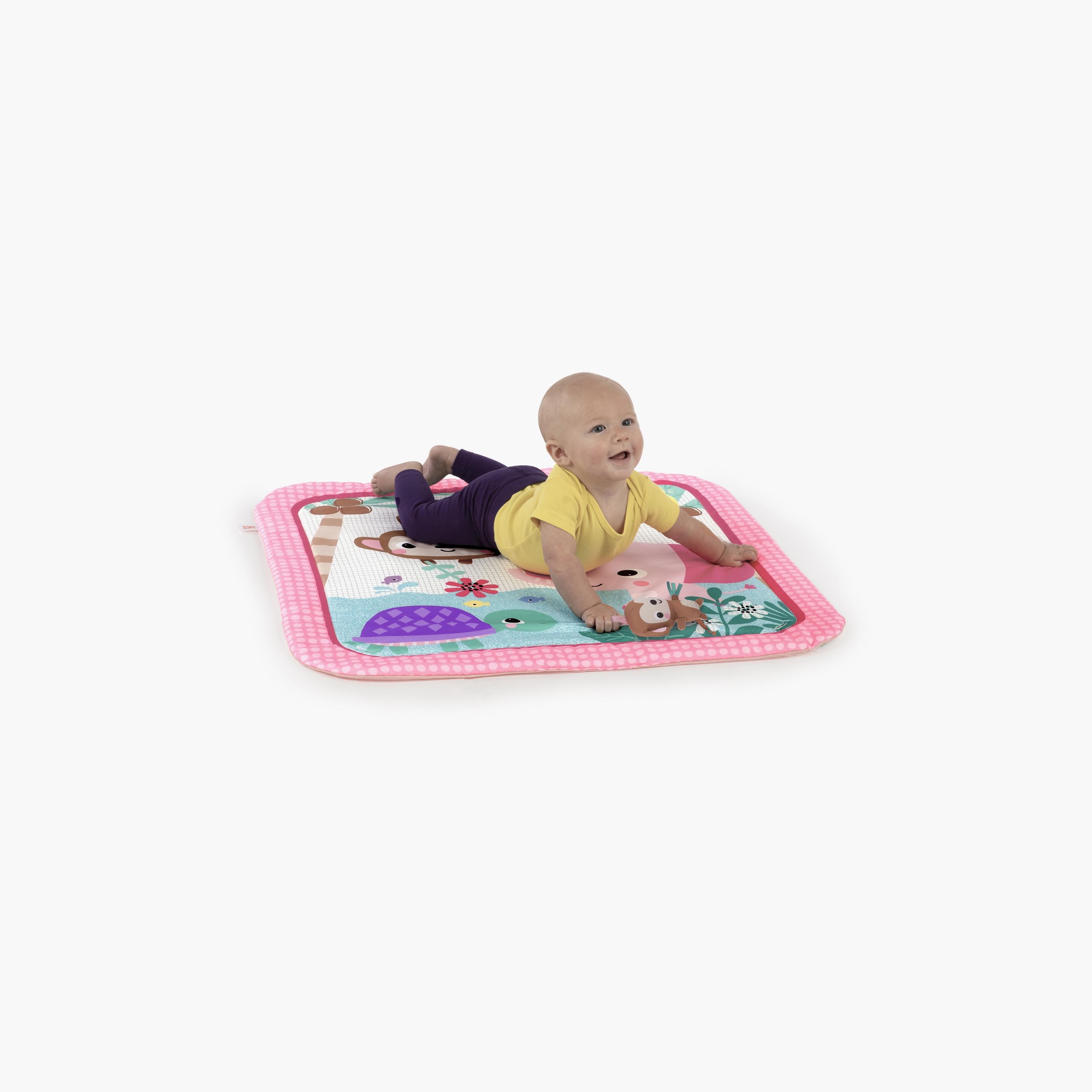 Bright Starts Safari Activity Washable Play Mat with 4-Piece Toy - Pink & Purple - Newborn+-baby-infantactivity-playpensandplaymats-image-3