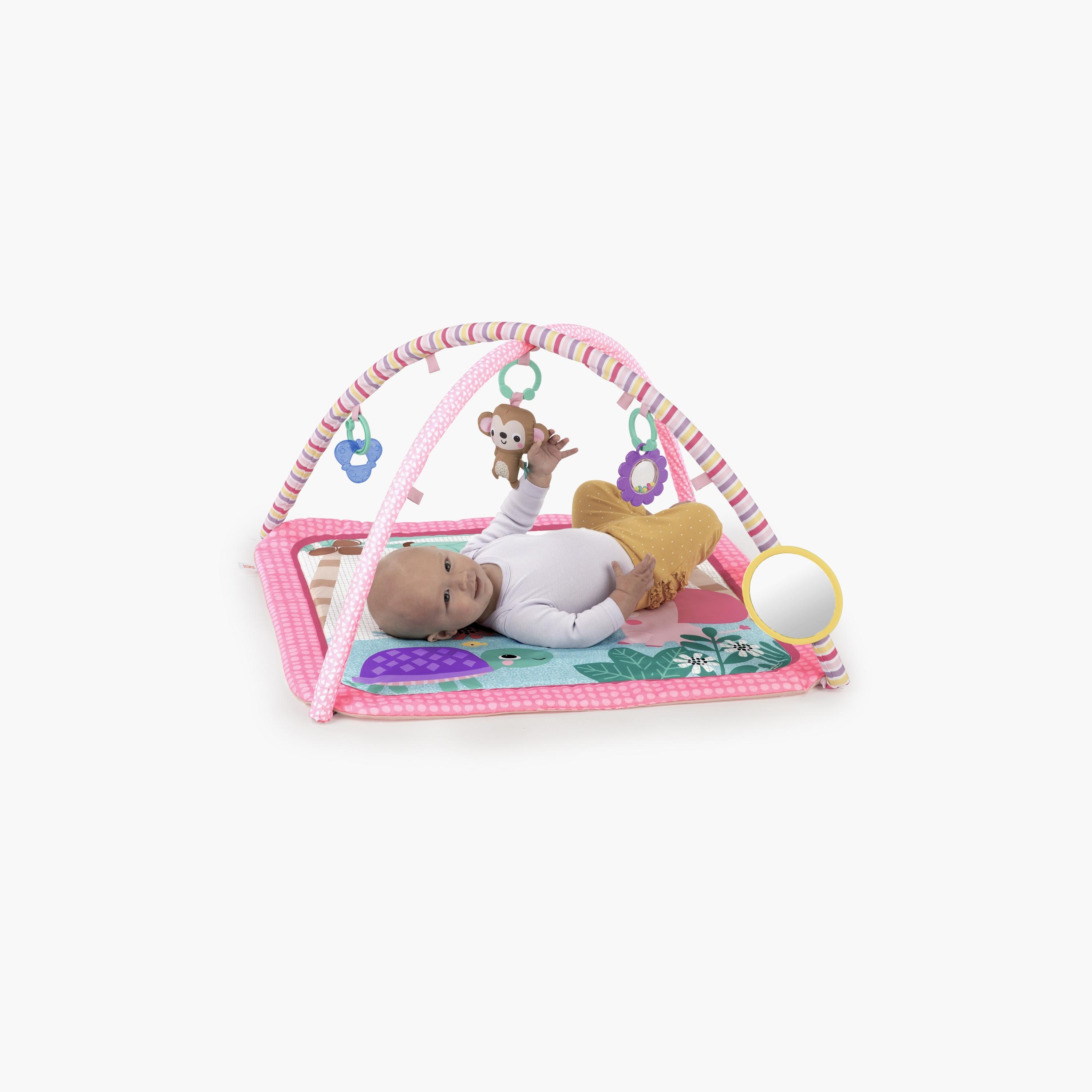Bright Starts Safari Activity Washable Play Mat with 4-Piece Toy - Pink & Purple - Newborn+-baby-infantactivity-playpensandplaymats-image-4