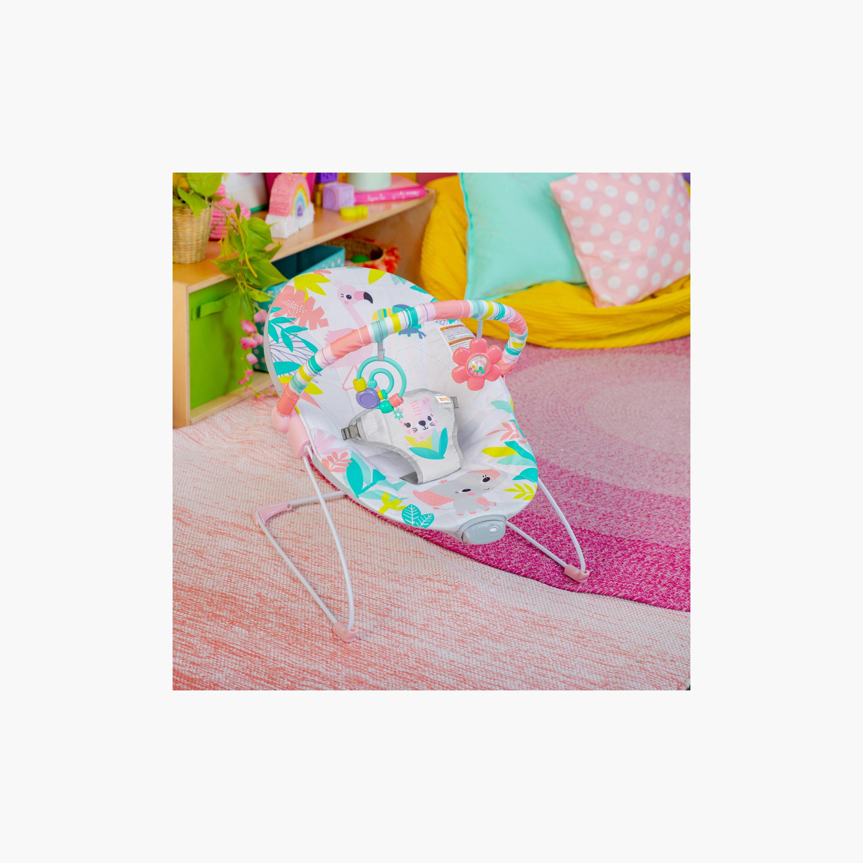 Bright Starts Baby Bouncer Seat with Toy Bar & Hanging Toys - Rainforest Vibes - 0-6 Months-baby-infantactivity-bouncers-image-6