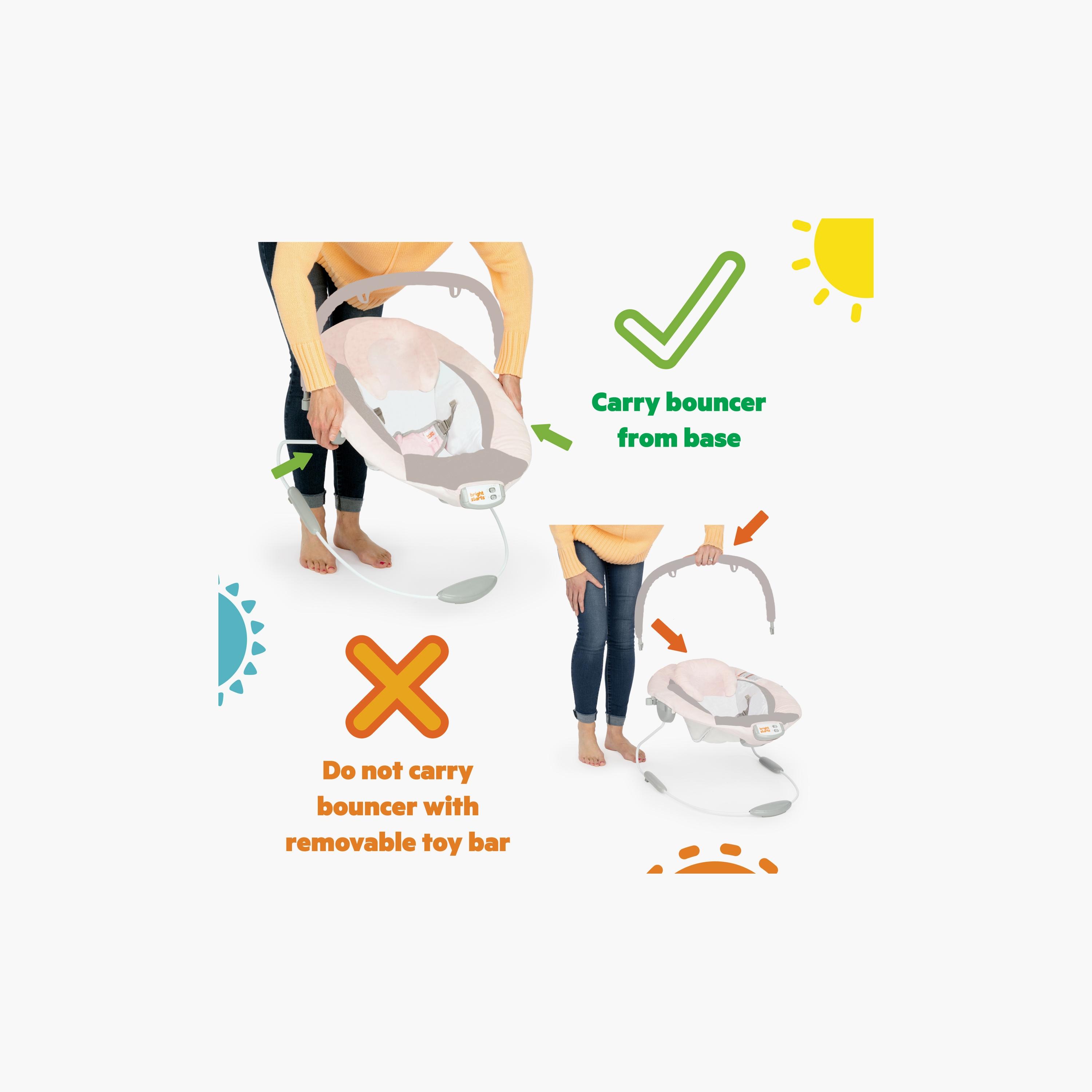 Buy Bright Starts Baby Bouncer Seat with Toy Bar & Hanging Toys - Flamingo Vibes - 0-6 Months Online | Babyshop UAE Buy Bright Starts Baby Bouncer Seat with Toy Bar & Hanging Toys - Flamingo Vibes - 0-6 Months Online | Babyshop UAE