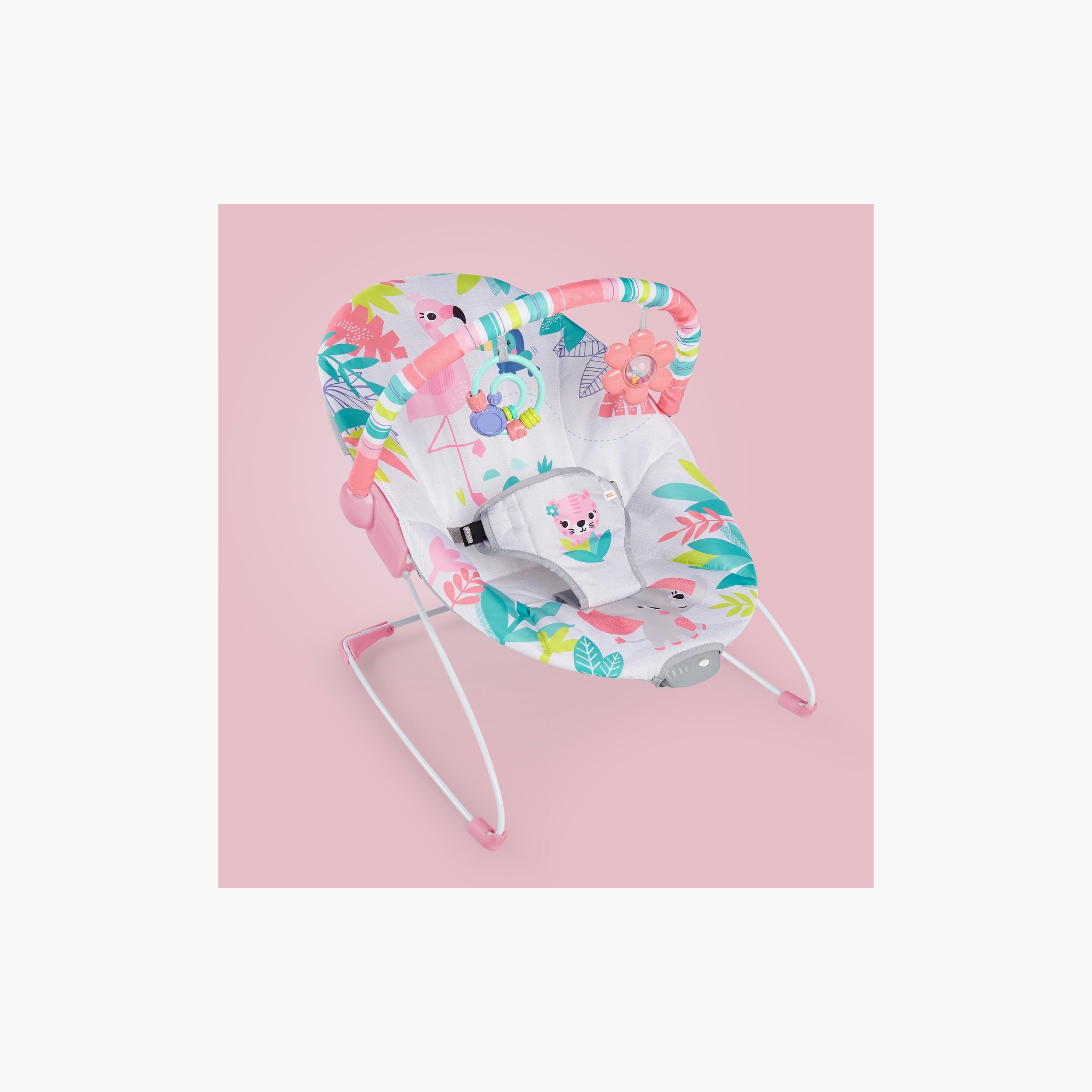 bright starts flamingo vibes - vibrating bouncer with toy bar Bright Starts Pink Paradise Vibrating Bouncer: Detachable Toy Bar, Machine  Washable Seat Pad, Calming Vibrations, 3-Point Harness : Target
