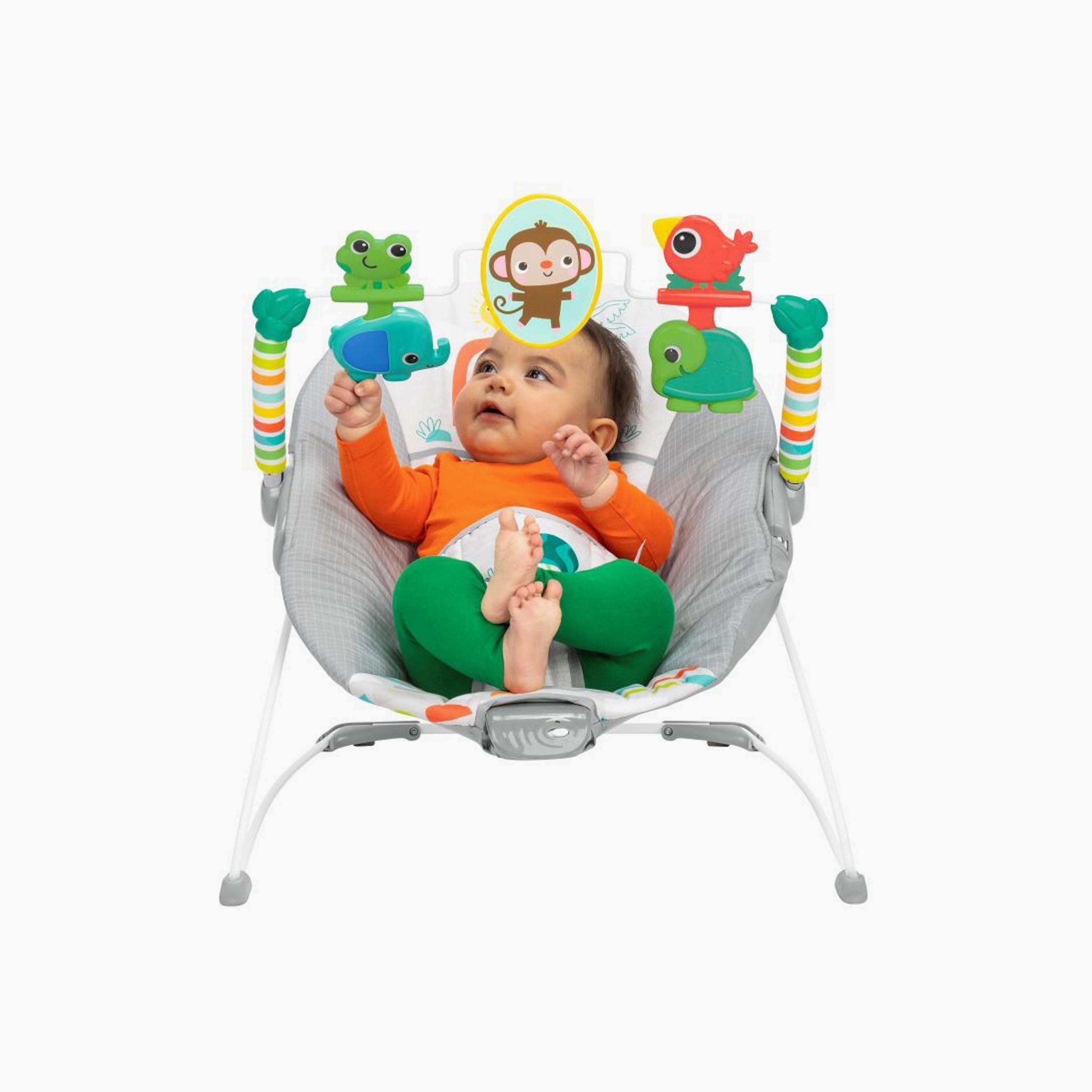 Bright Starts Playful Paradise Comfy Baby Bouncer Seat with Vibration & Toy Bar - 0-6 Months-baby-infantactivity-bouncers-image-3