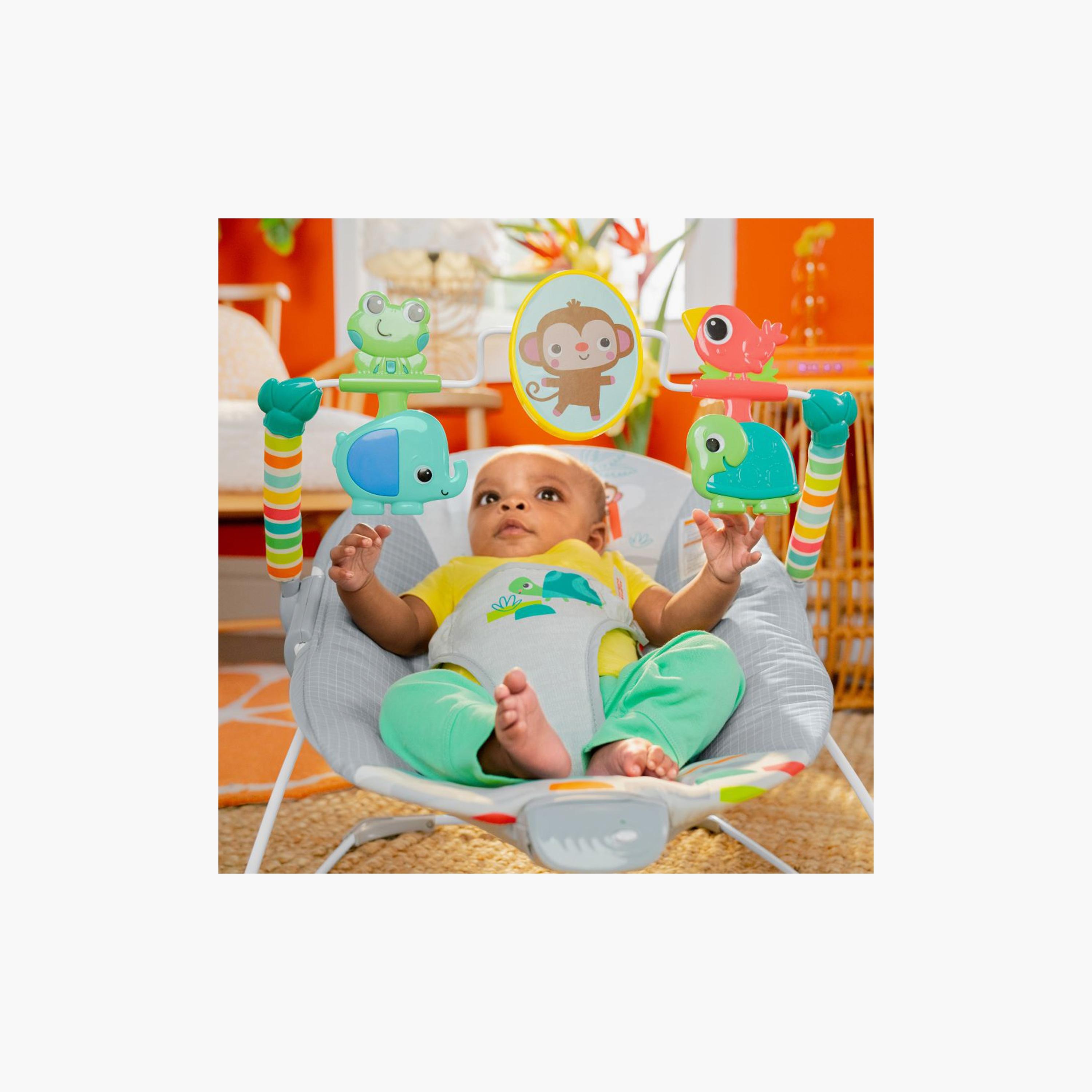 Bright Starts Playful Paradise Comfy Baby Bouncer Seat with Vibration & Toy Bar - 0-6 Months-baby-infantactivity-bouncers-image-4