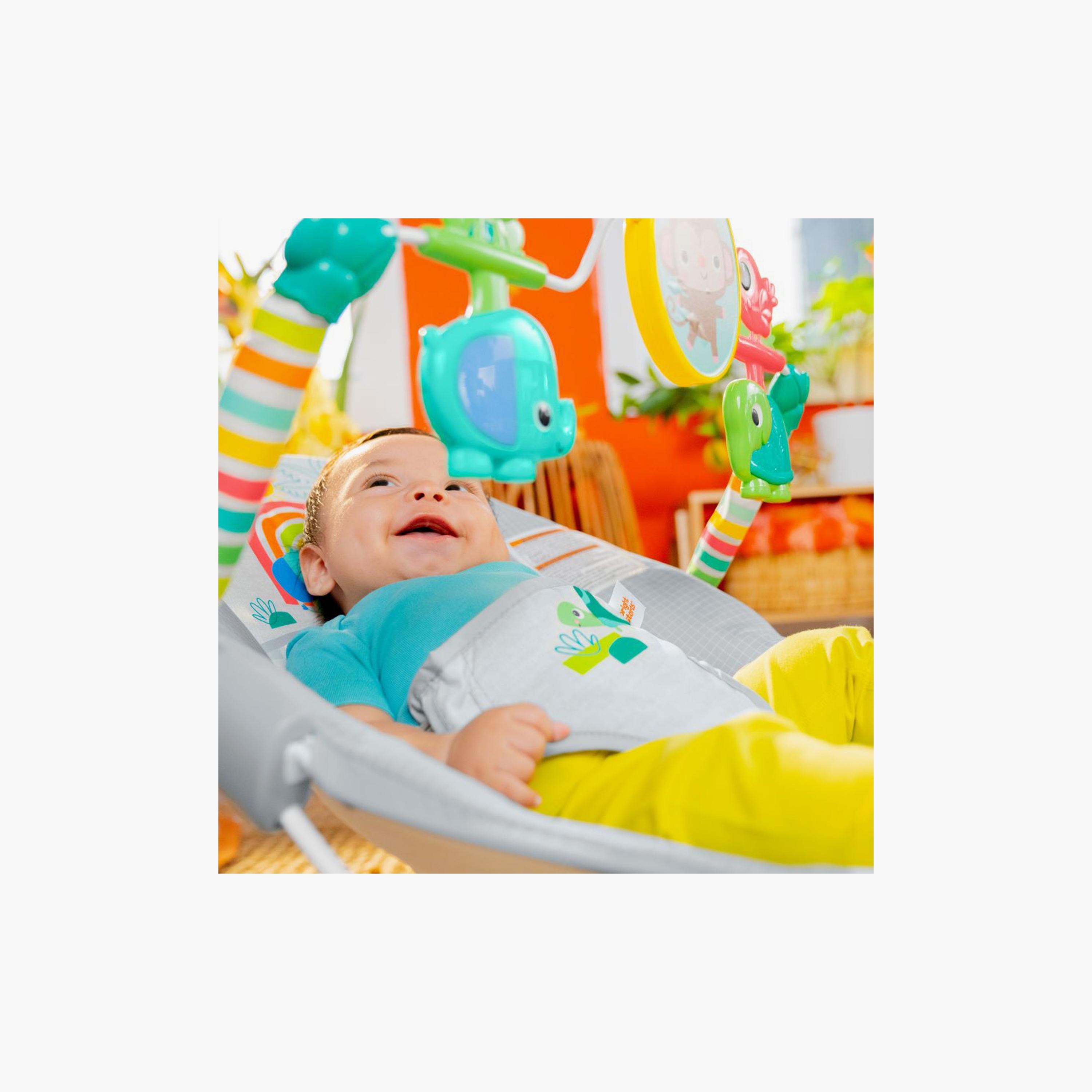 Bright Starts Playful Paradise Comfy Baby Bouncer Seat with Vibration & Toy Bar - 0-6 Months-baby-infantactivity-bouncers-image-5