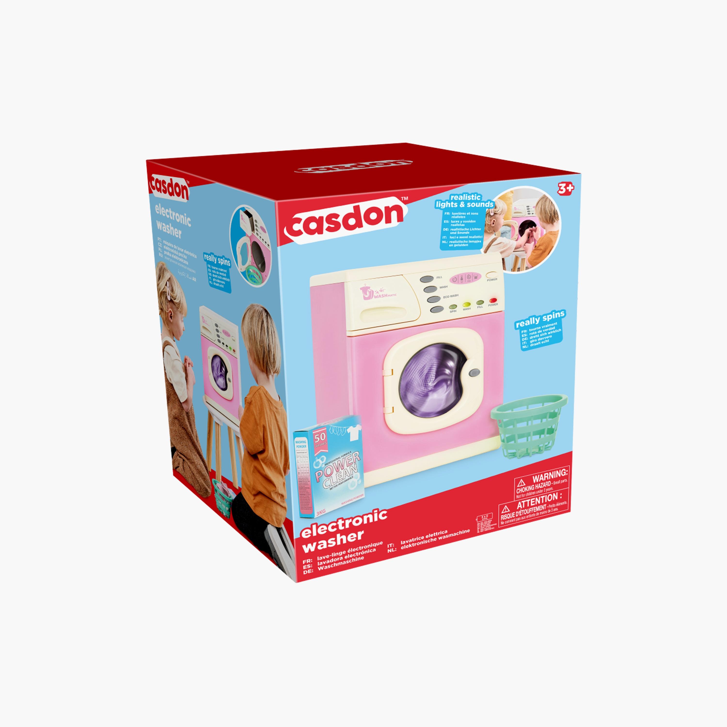 Casdon Electronic Washer Toy Washing Machine with Spinning Drum, Lights, & Sound - 3 Years+-toys-roleplay-householdsets-image-8