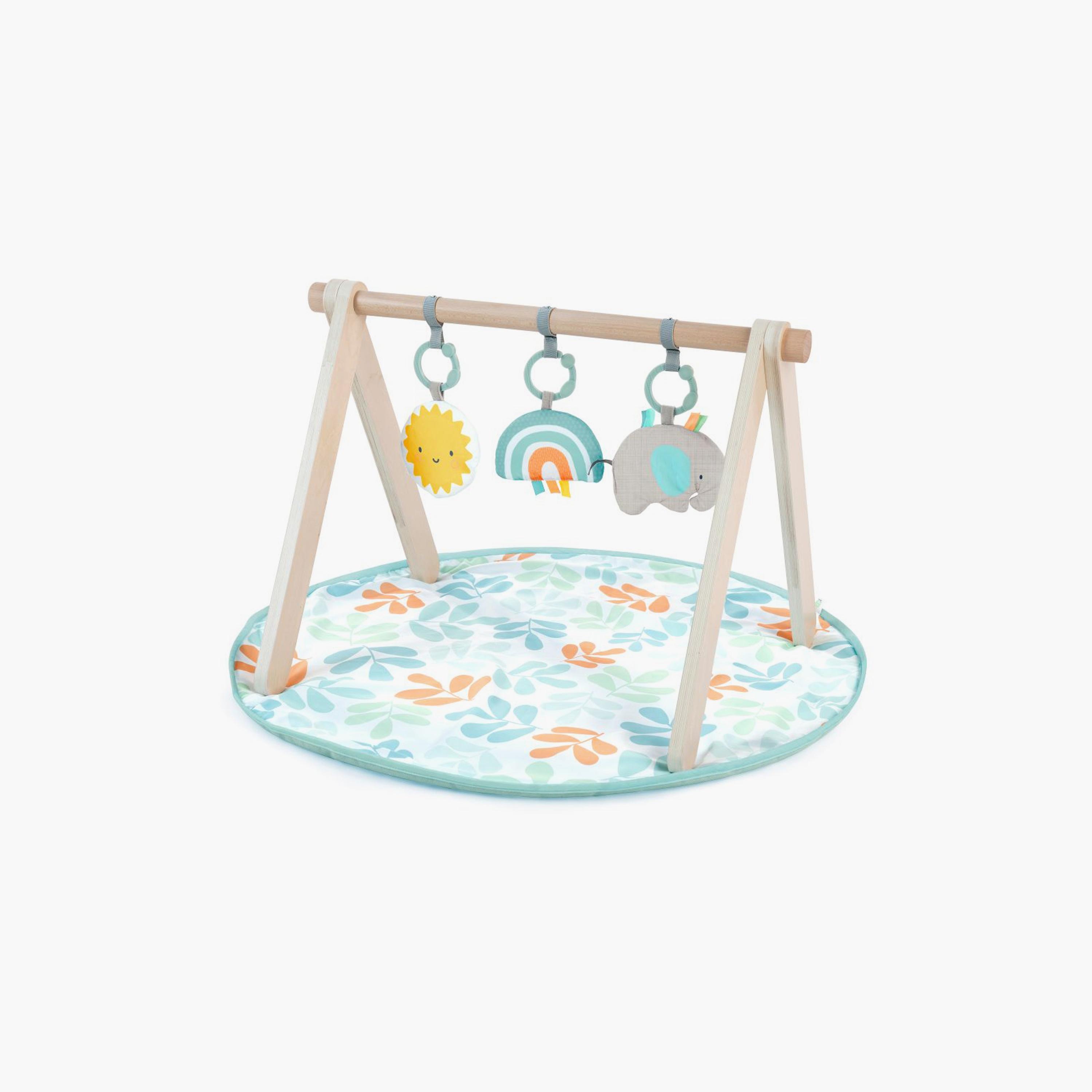 Ingenuity Sun Valley Wooden Toy Arch & Play Mat with 3 Hanging Toys - 0-36 Months-baby-infantactivity-playpensandplaymats-image-1