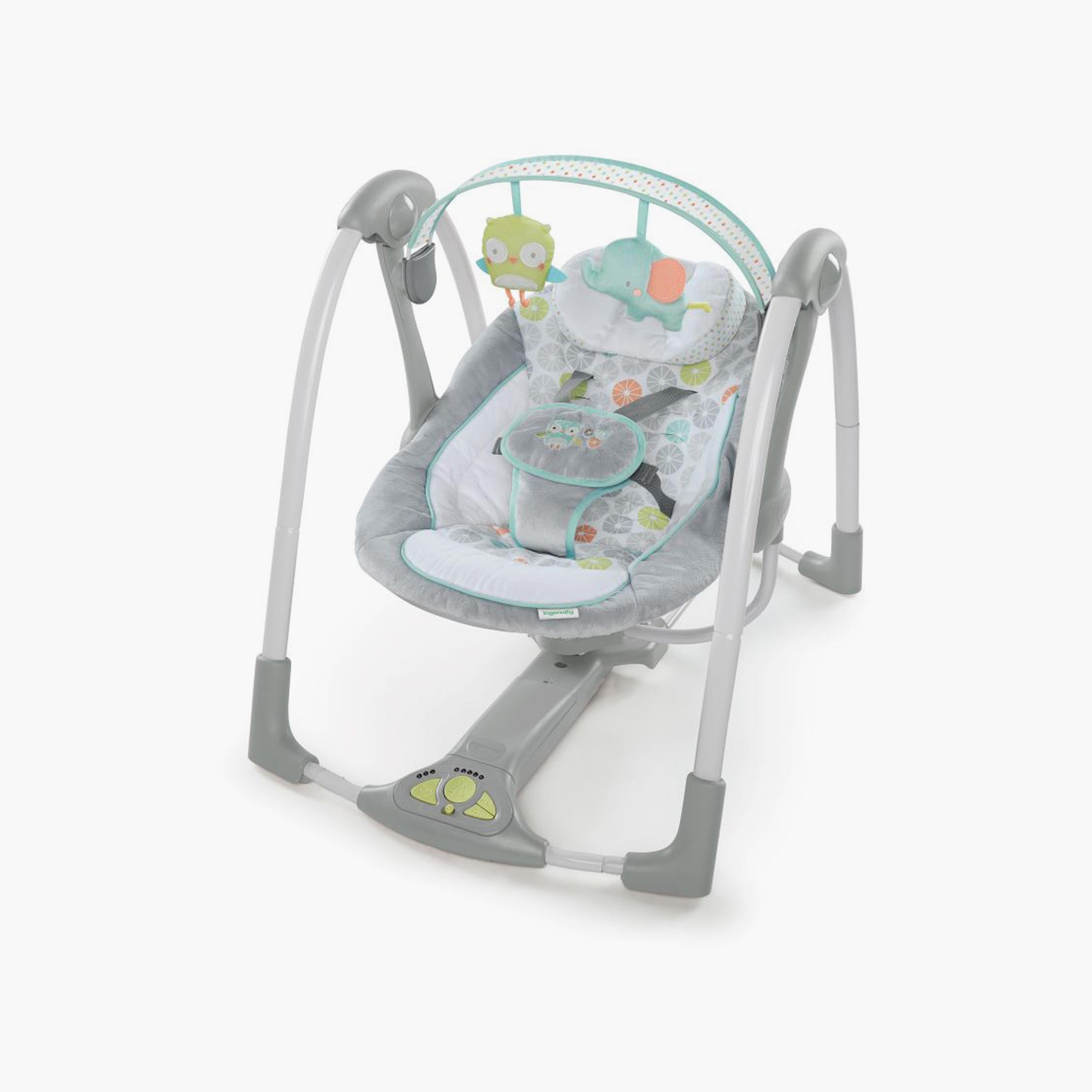 Ingenuity Swing 'n Go Hugs and Hoots Portable Baby Swings with 2-Piece Hanging Toys - 0 Months+-baby-infantactivity-swings-image-1