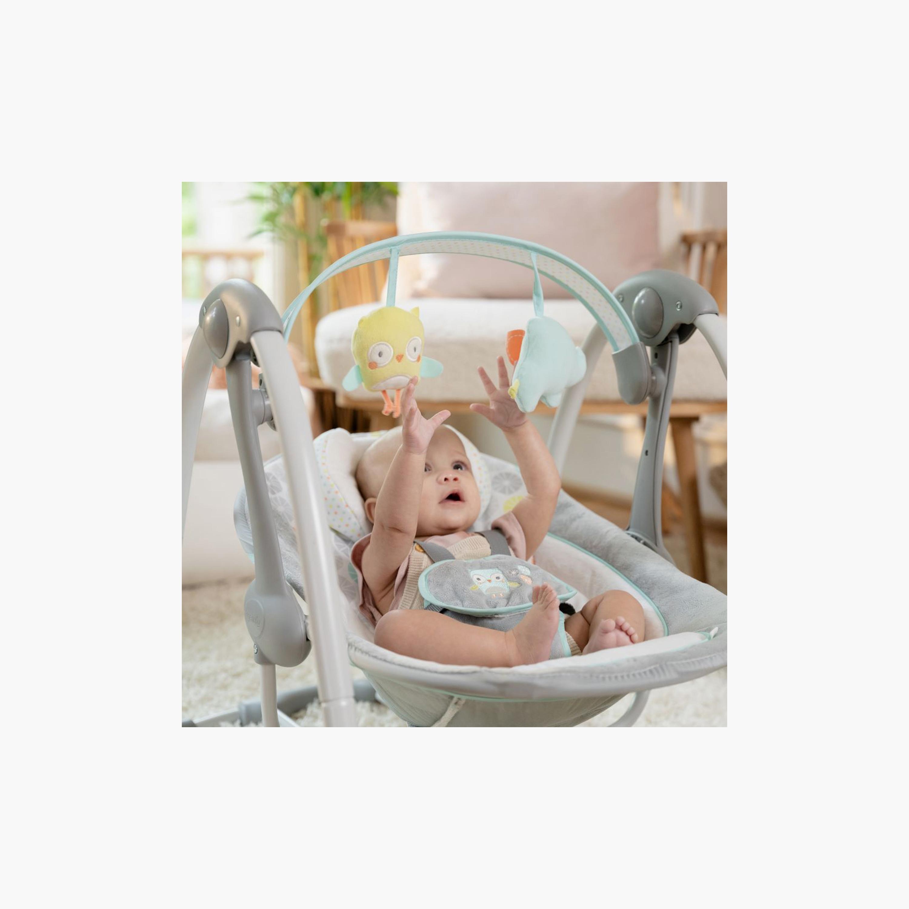 Ingenuity Swing 'n Go Hugs and Hoots Portable Baby Swings with 2-Piece Hanging Toys - 0 Months+-baby-infantactivity-swings-image-2