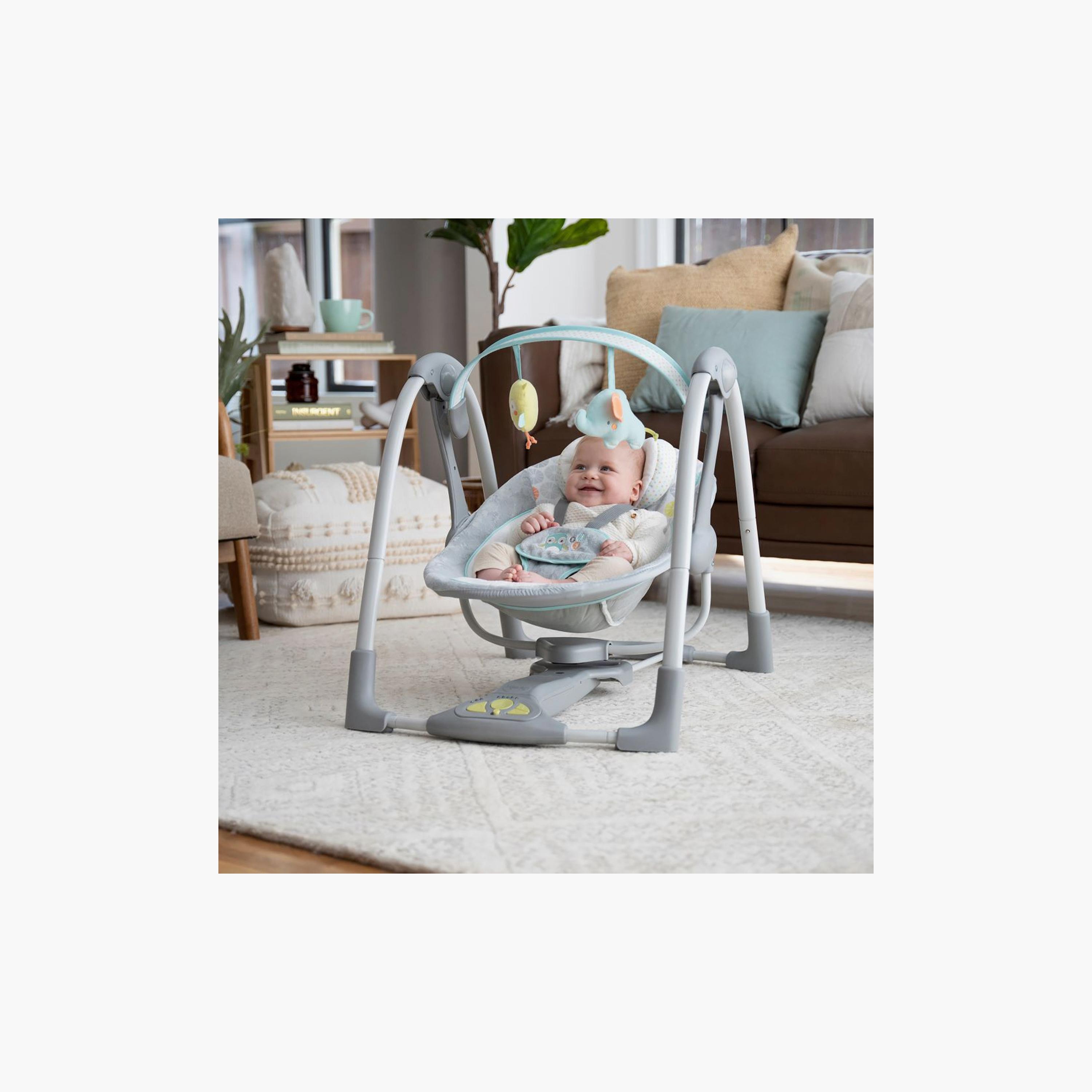 Ingenuity Swing 'n Go Hugs and Hoots Portable Baby Swings with 2-Piece Hanging Toys - 0 Months+-baby-infantactivity-swings-image-3