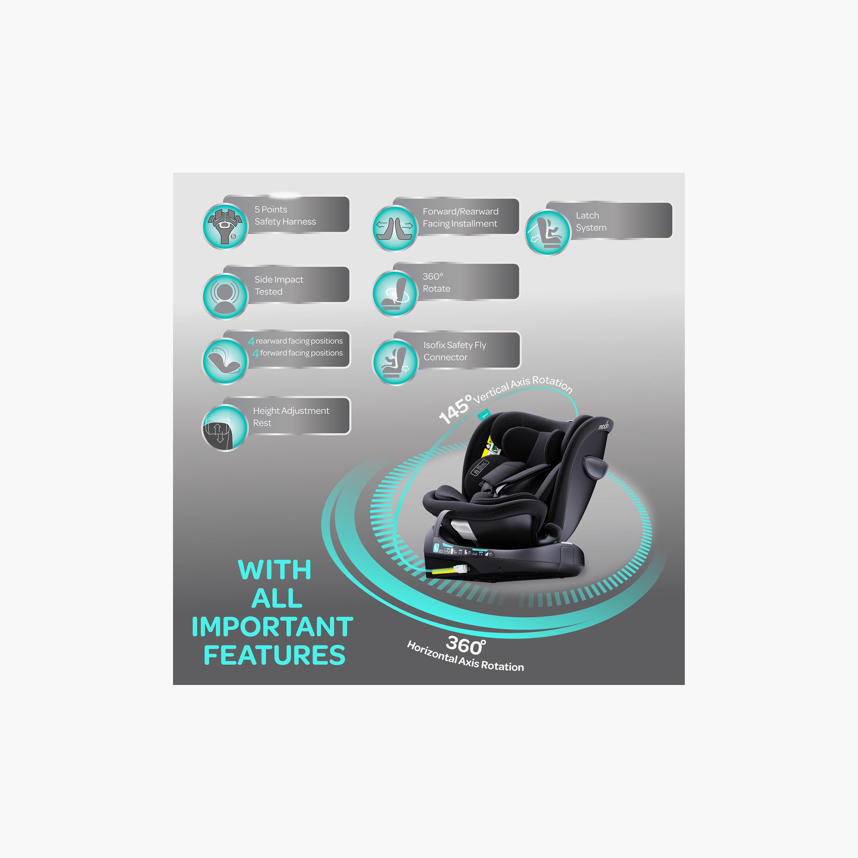 Moon Gyro Pro i-Size 360° Rotating Car Seat with ISOFIX - Grey - 0 Months to 12 Years-baby-gear-carseats-image-8