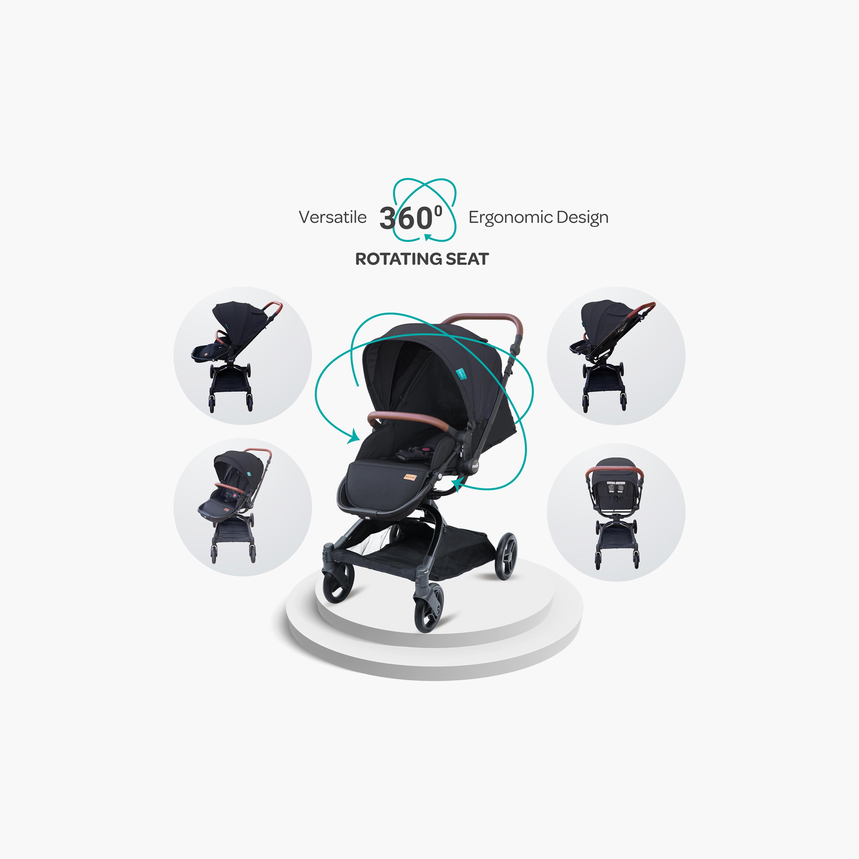 Moon Riche Advanced Baby Stroller with 360° Rotating Handle - Black-baby-gear-strollersandprams-strollers-image-2