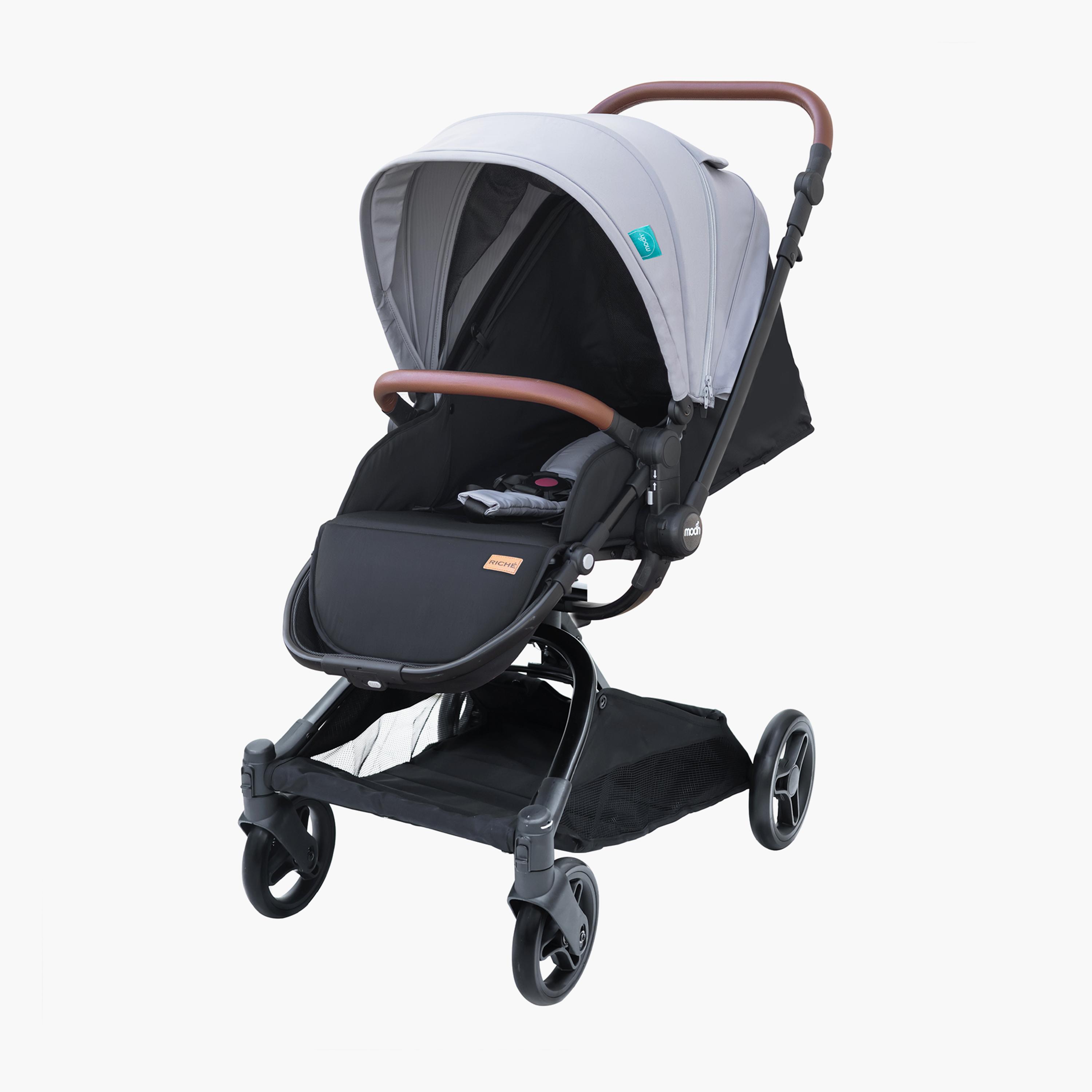 Moon Riche Advanced Baby Stroller with 360° Rotating Handle - Grey-baby-gear-strollersandprams-strollers-image-1