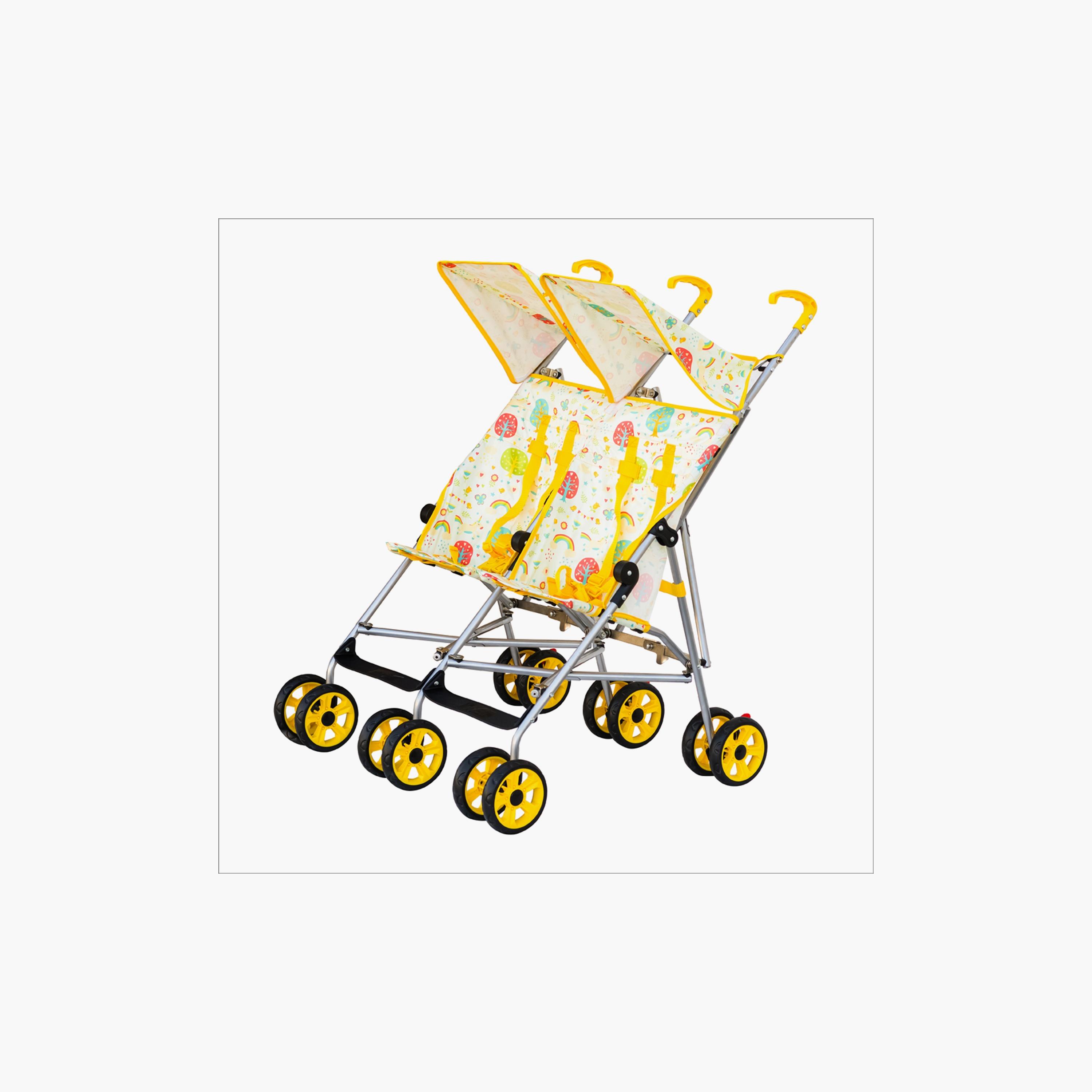 Moon Jet Plus Umbrella Fold Twin Buggy Lightweight Travel Strollers - 6 Months+ - Yellow-baby-gear-strollersandprams-strollers-image-1