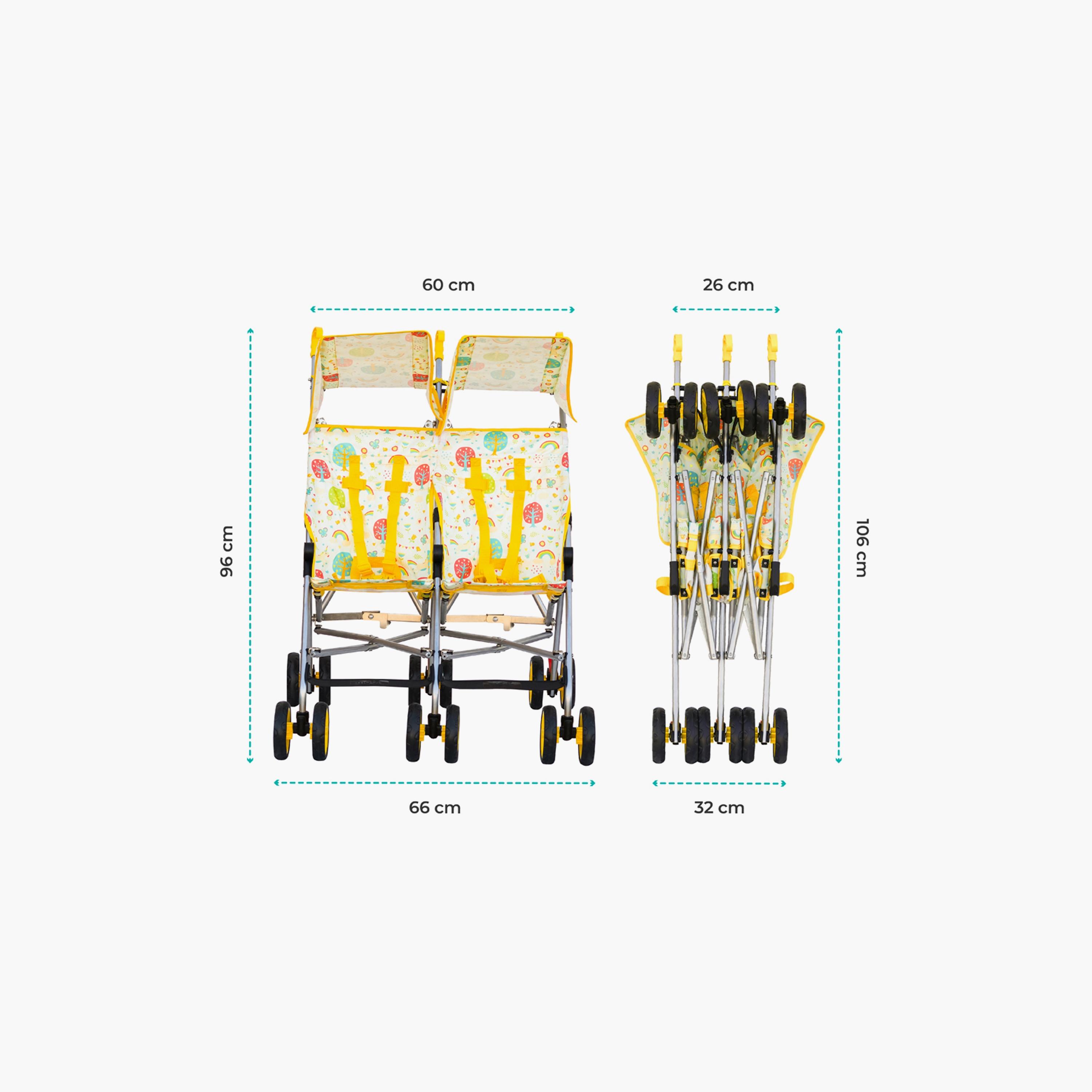 Moon Jet Plus Umbrella Fold Twin Buggy Lightweight Travel Strollers - 6 Months+ - Yellow-baby-gear-strollersandprams-strollers-image-6