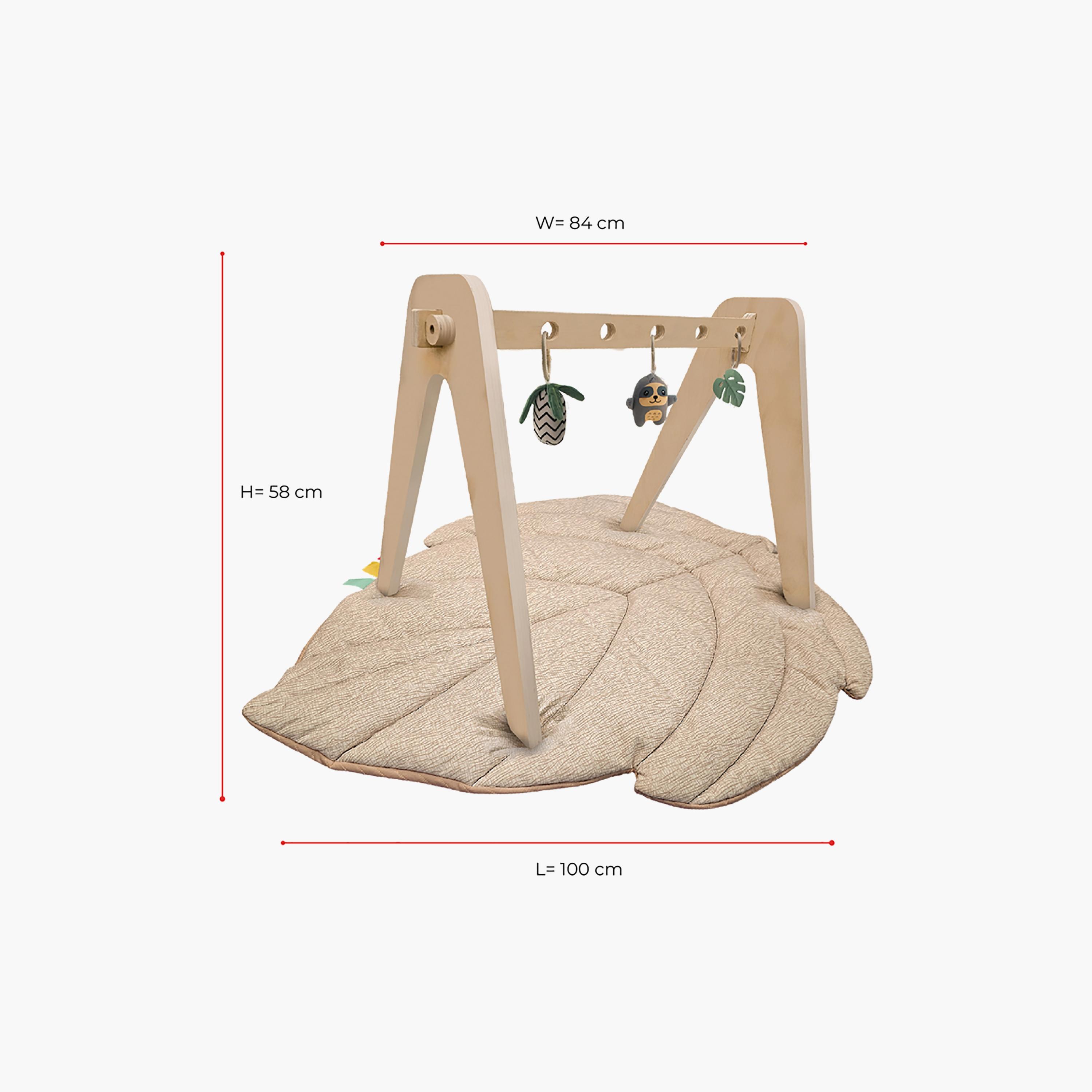 Moon Natures Nook Maple Leaf Shaped Playmat with Wooden Arch & Hanging Toys - 6 Months+ - Beige-baby-infantactivity-playpensandplaymats-image-4