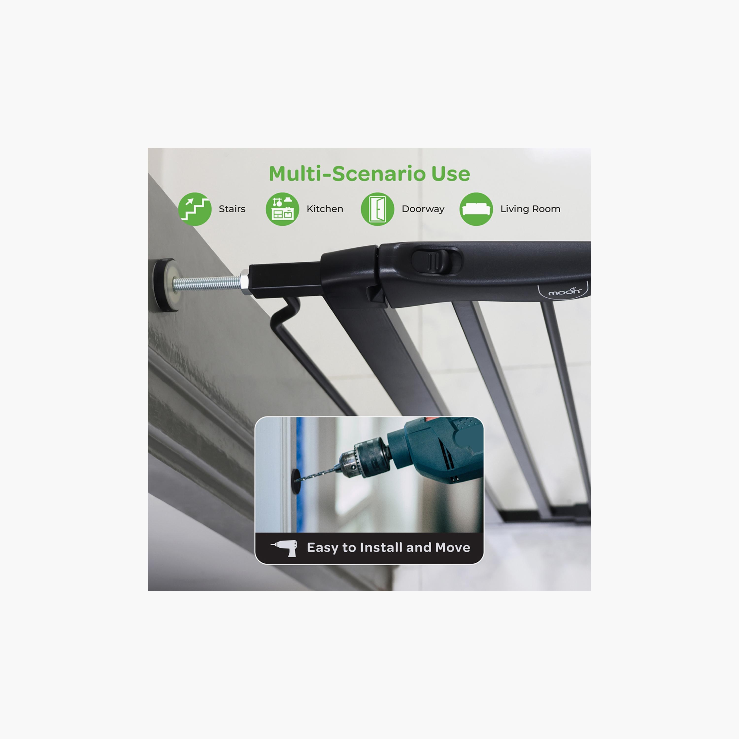 Moon Secura Baby Safety Gate Auto Lock Barrier with 10 cm Extension - 76-80 cm - Black-baby-healthandsafety-babyproofing-image-2
