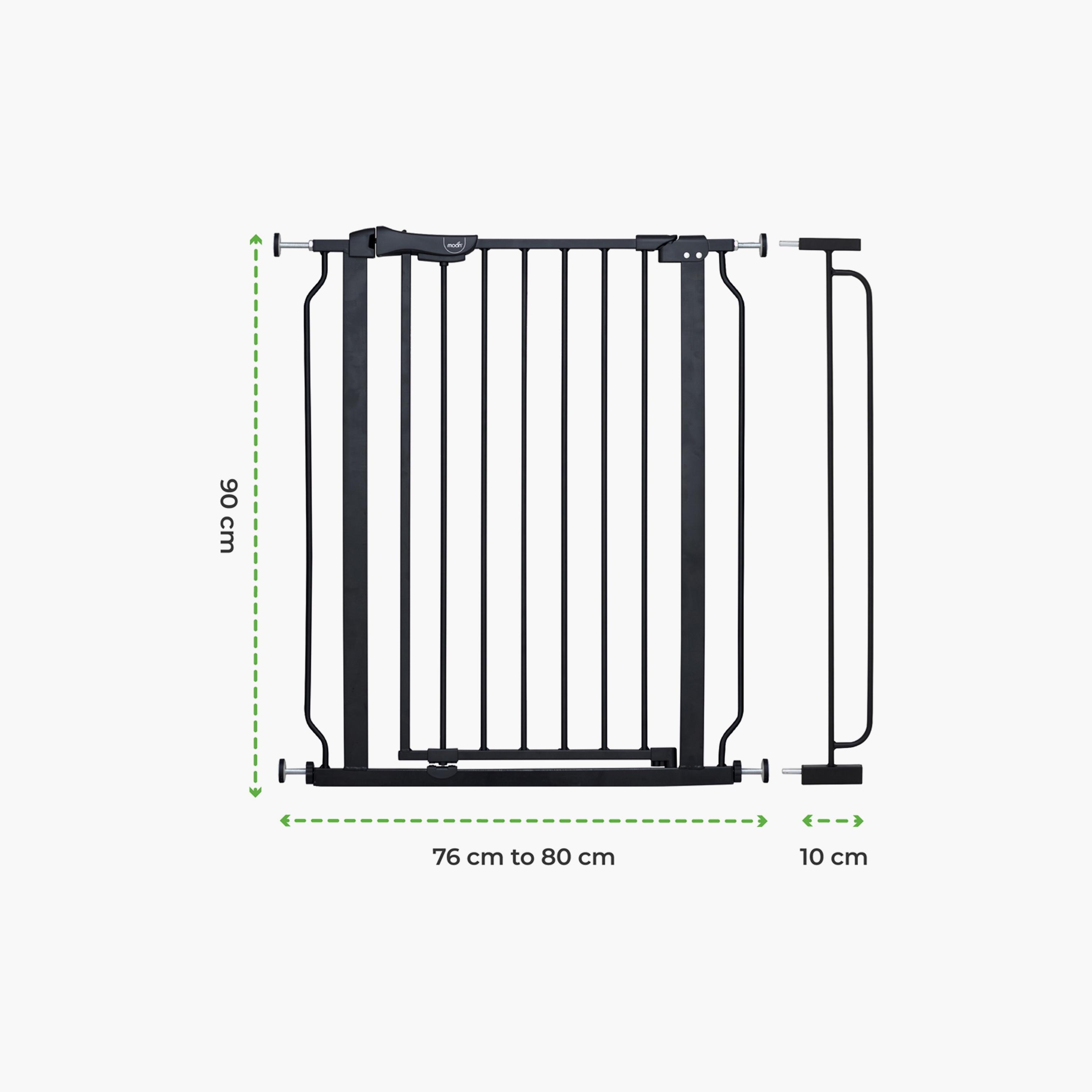Moon Secura Baby Safety Gate Auto Lock Barrier with 10 cm Extension - 76-80 cm - Black-baby-healthandsafety-babyproofing-image-9