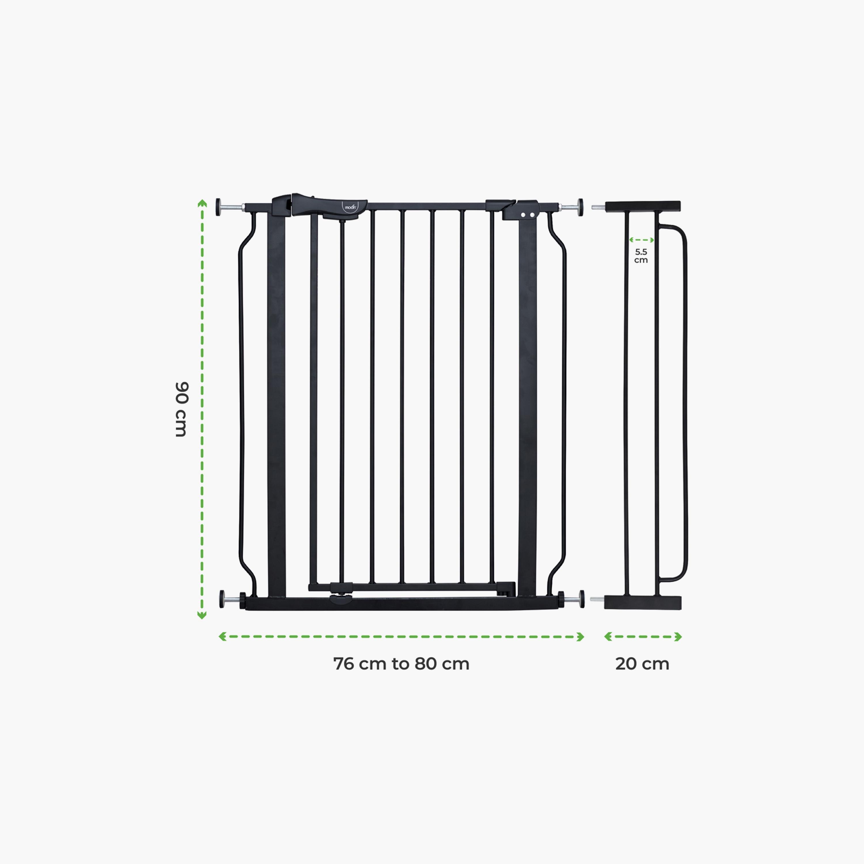 Moon Secura Baby Safety Gate Auto Lock Barrier with 20 cm Extension - 76-80 cm - Black-baby-healthandsafety-babyproofing-image-9
