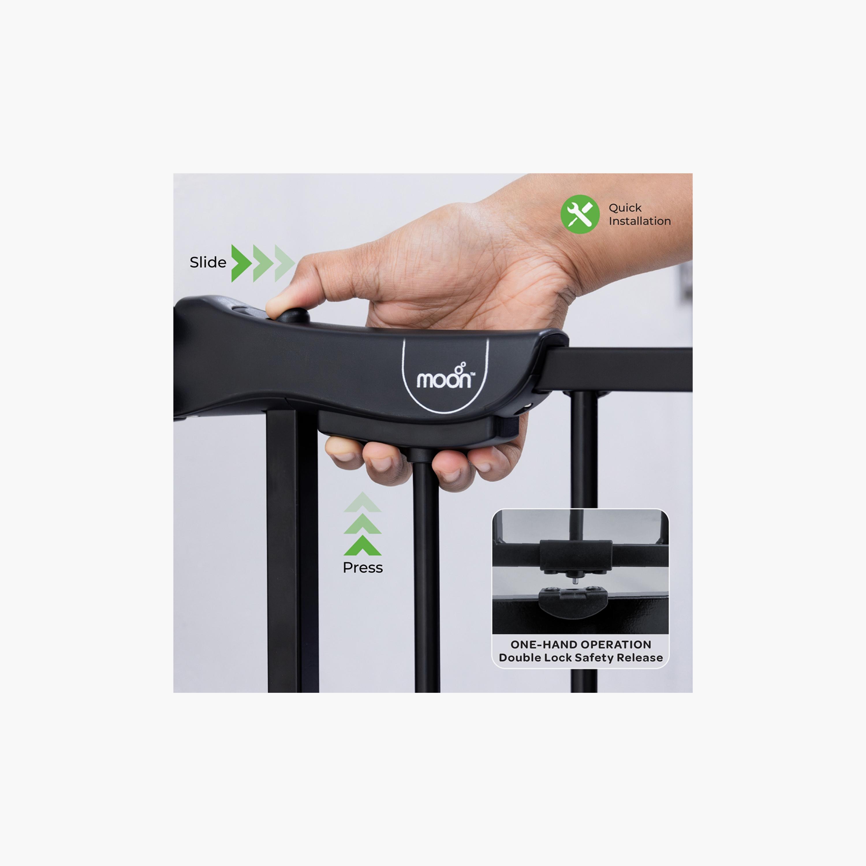 Moon Secura Baby Safety Gate Auto Lock Barrier with 30 cm Extension - 76-80 cm - Black-baby-healthandsafety-babyproofing-image-3
