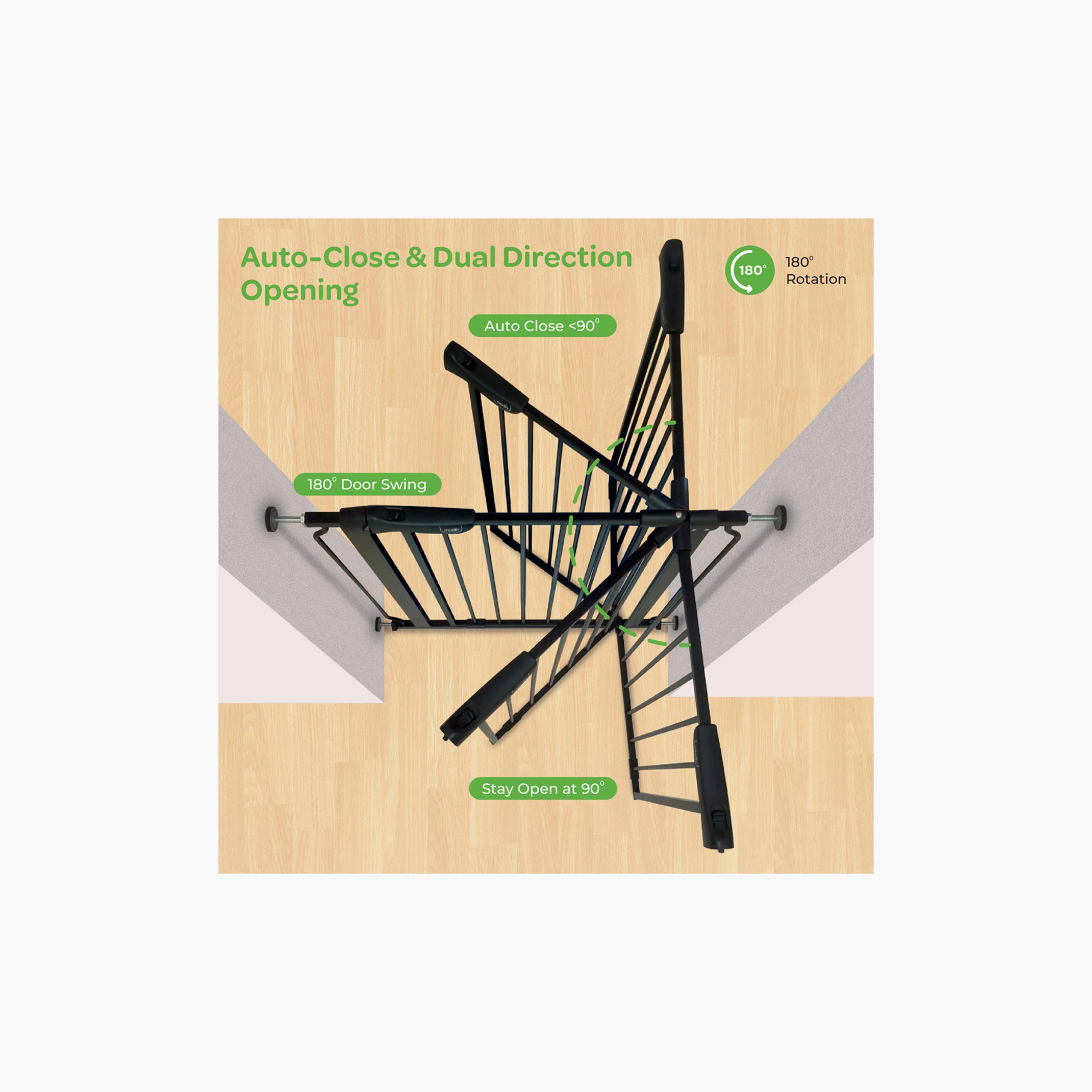 Moon Secura Baby Safety Gate Auto Lock Barrier with 30 cm Extension - 76-80 cm - Black-baby-healthandsafety-babyproofing-image-5