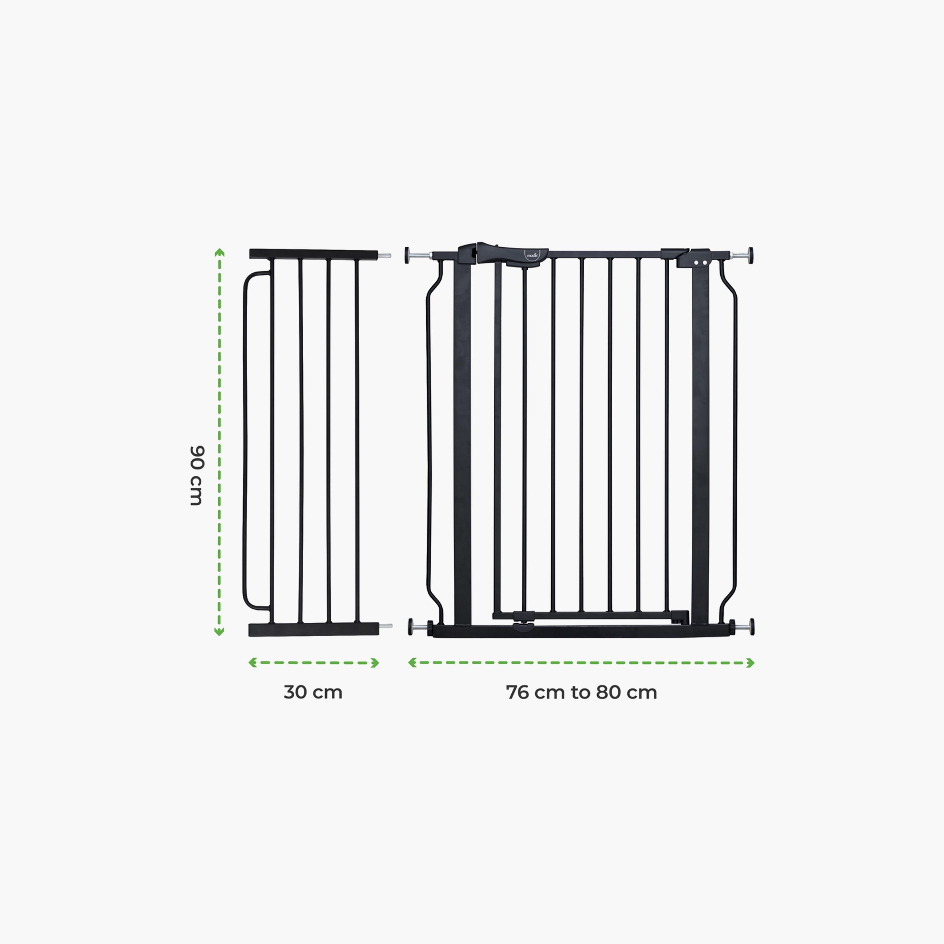 Moon Secura Baby Safety Gate Auto Lock Barrier with 30 cm Extension - 76-80 cm - Black-baby-healthandsafety-babyproofing-image-9