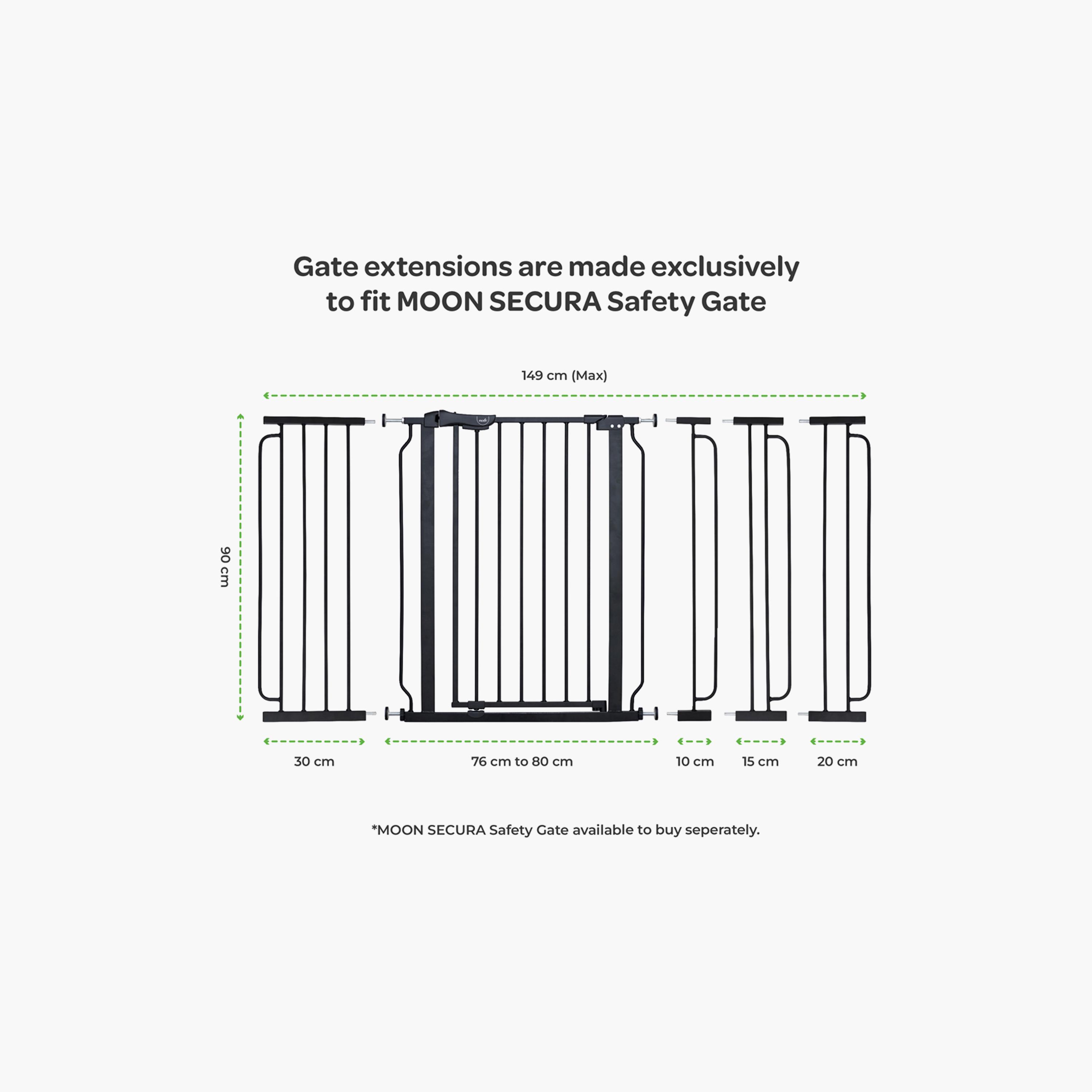 Moon Secura Baby Safety Gate Extension - 20cm - Black-baby-healthandsafety-babyproofing-image-8
